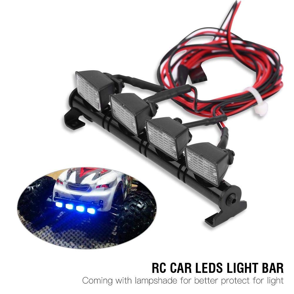 Dilwe 4PCS LED Roof Light Bar for RC Cars - White LED Lamp Accessory for Axial SCX10, Traxxas RC Trucks - Perfect for Off-Road Night Crawling & Trail Adventures