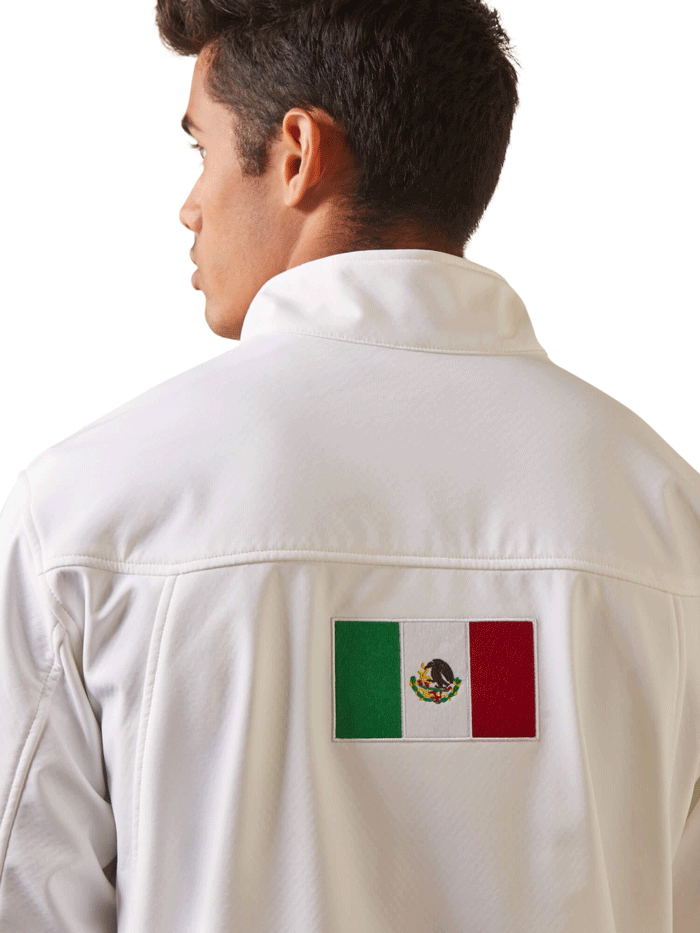 Ariat Men's New Team Softshell Jacket - Mexico Edition in White | Water-Resistant & Breathable for Outdoor Work & Casual Wear