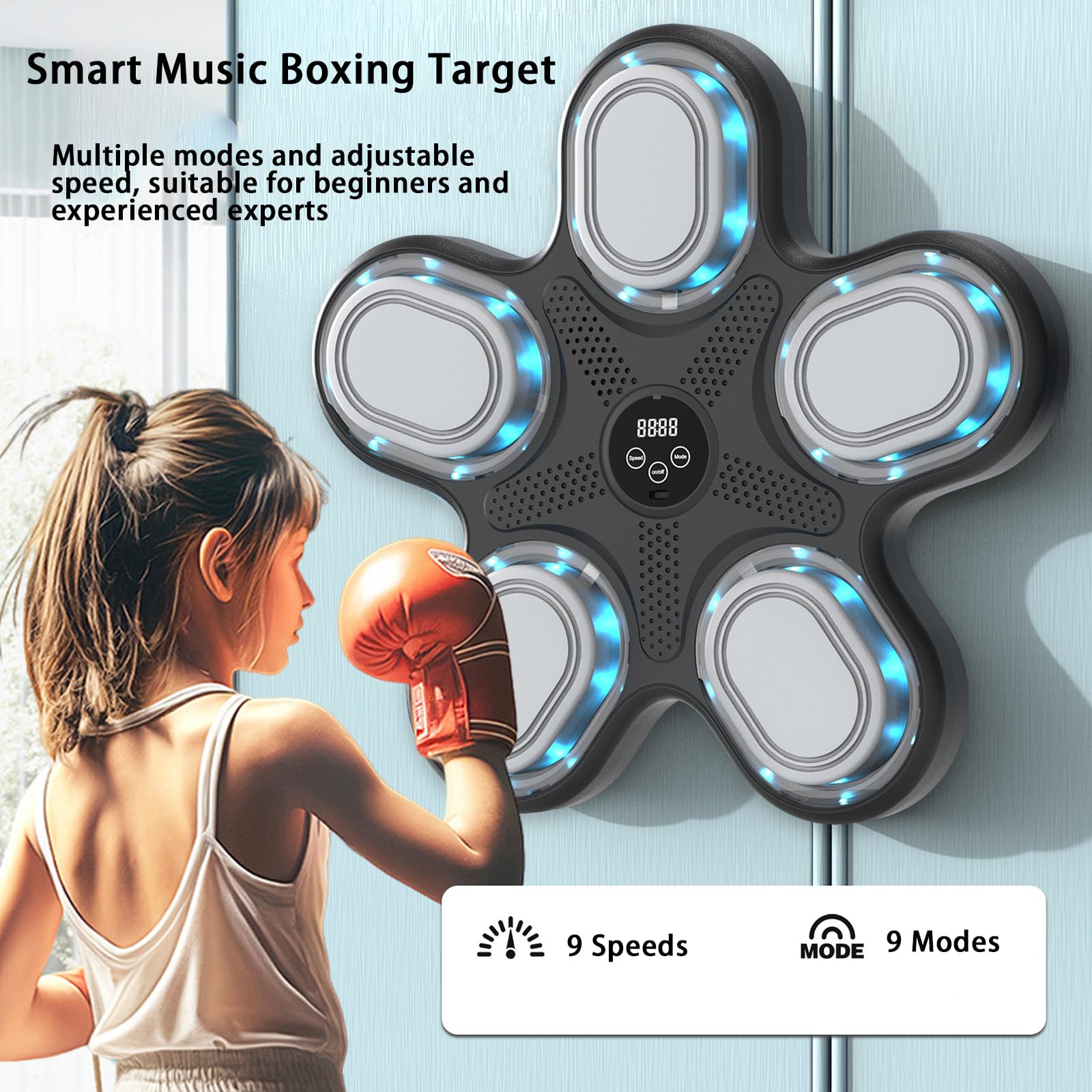 9-Speed Adjustable Music Boxing Machine - Wall Mounted Punching Bag for Home Gym & Office Workouts | Perfect for Stress Relief, Fitness Training & Fun Exercise