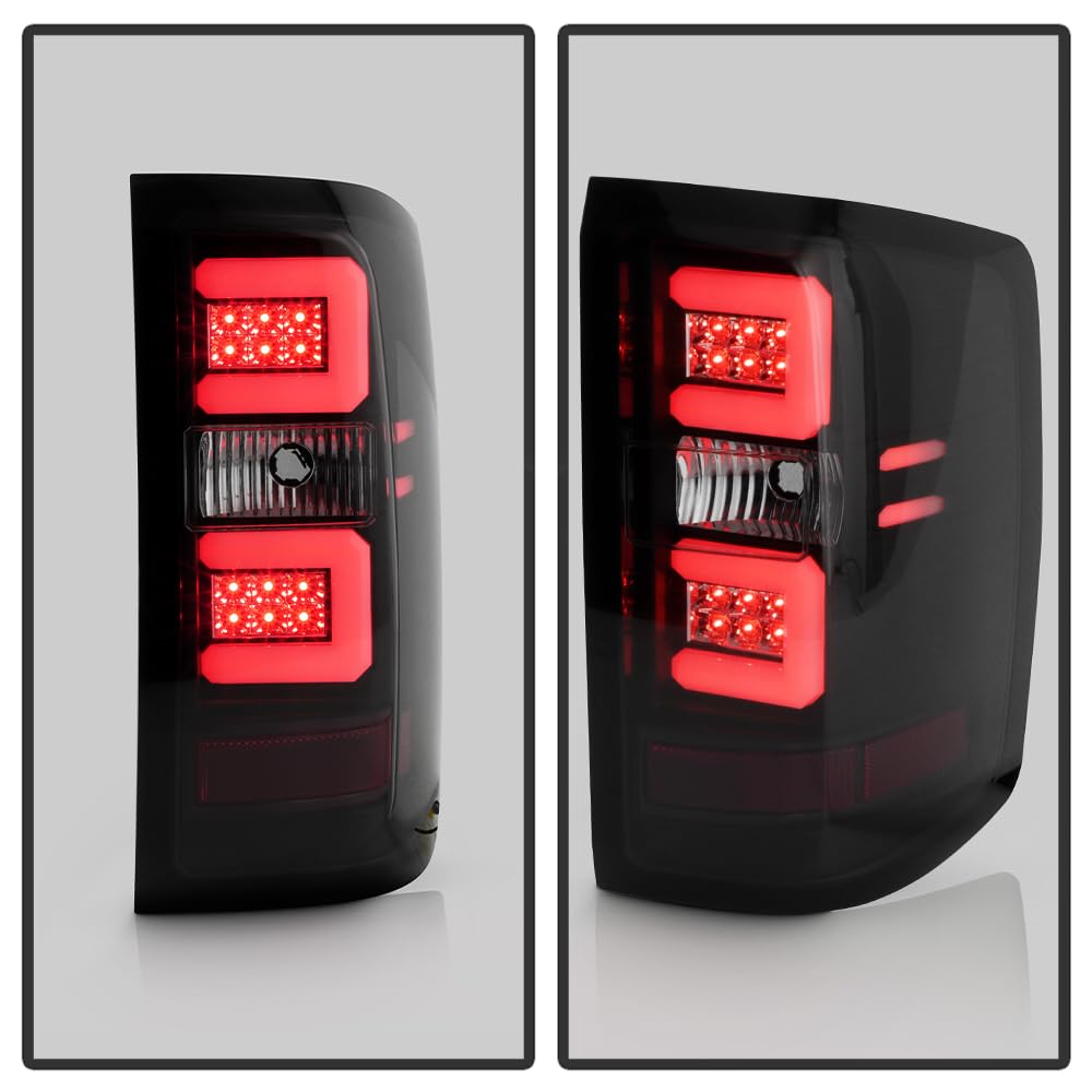 ACANII Black Smoke LED Tail Lights for 2014-2018 Chevy Silverado 1500 - Pair of Left & Right LED Light Tubes (Cyber Black) - Upgrade Your Truck's Style & Night Visibility