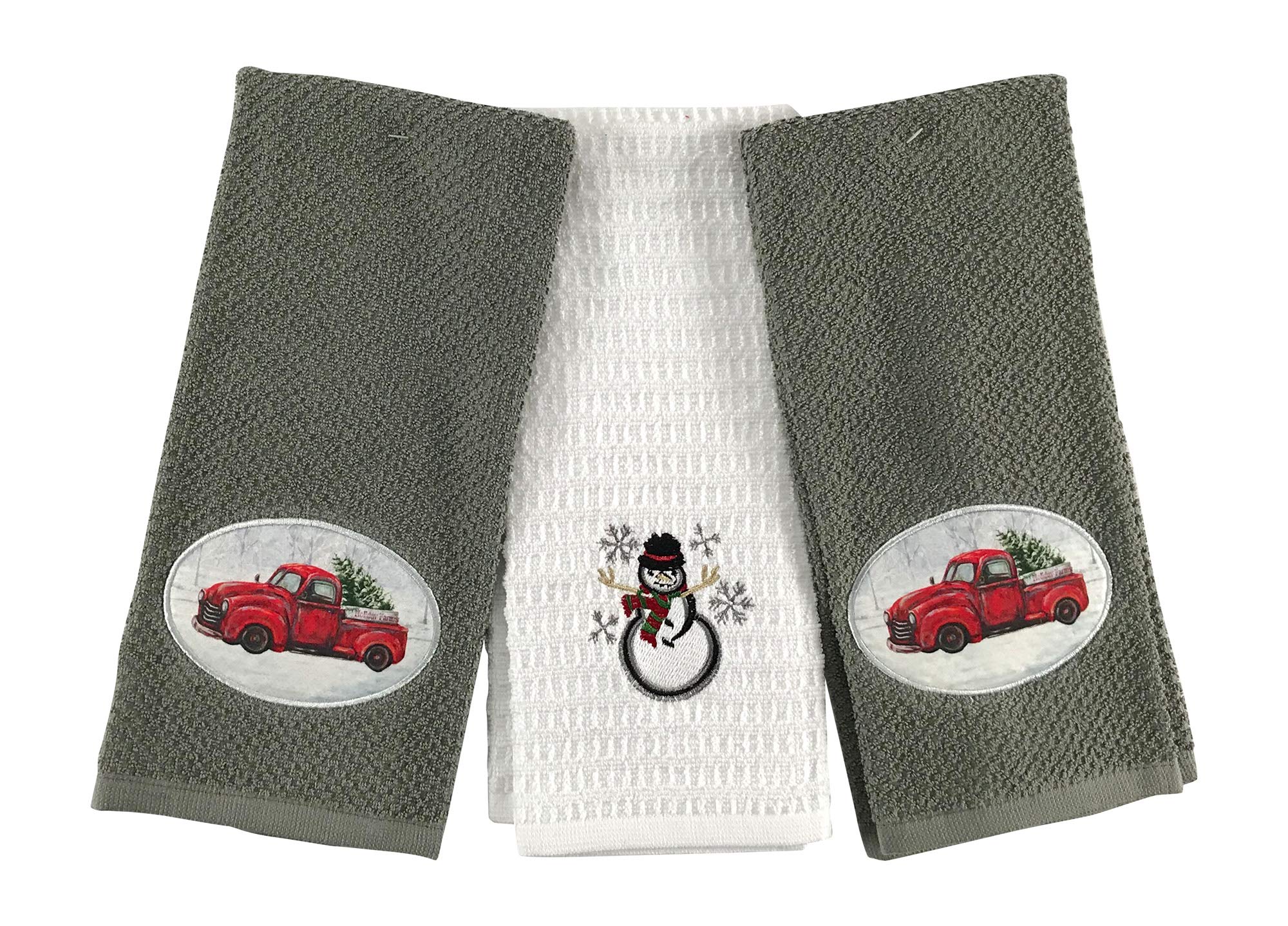 Festive Christmas Kitchen Towels Set - 2 Pack Soft Absorbent Velour Cotton Holiday Dish Towels with Holiday Tree Design - Perfect for Holiday Cooking, Baking, and Decorating