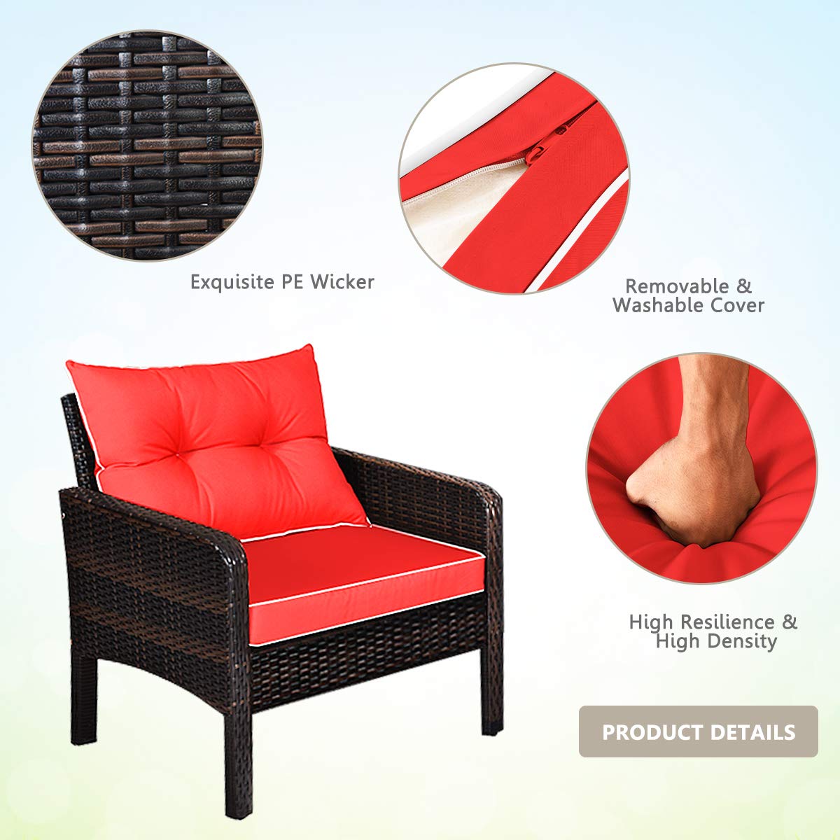HAPPYGRILL 4-Piece Rattan Patio Furniture Set with Cushions & Coffee Table - Perfect for Outdoor Relaxation