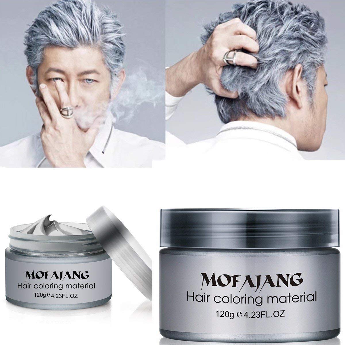 Temporary Silver Gray Hair Spray Color - Washable Hair Dye Wax for All-Day Hold | Works on White & Non-Pigmented Hair | Perfect for Parties, Cosplay & Halloween Costumes (1, Gray)