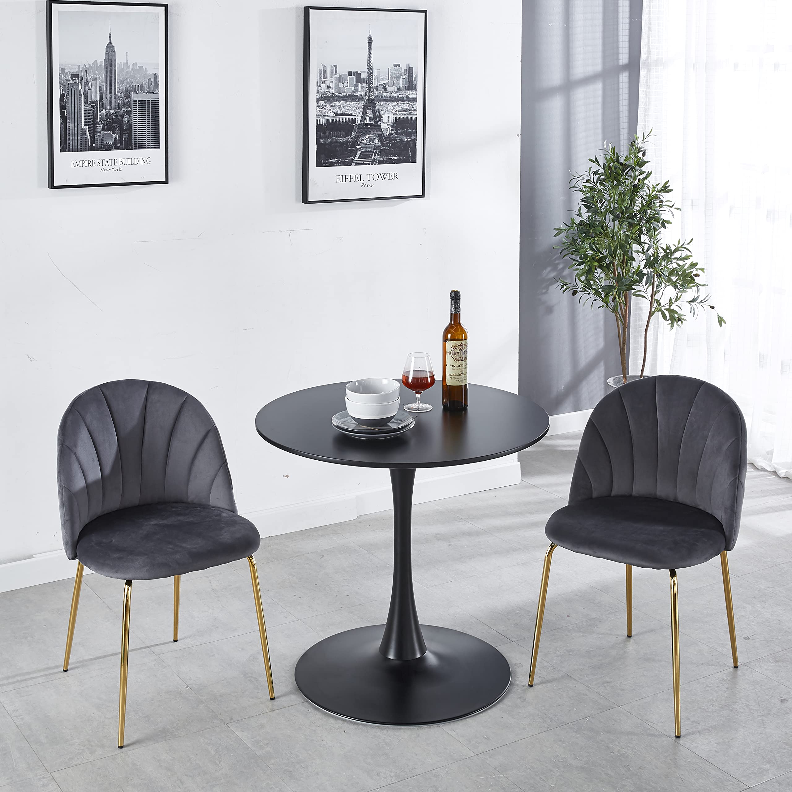 Modern Round Dining Table 31.5 Inch - Small Kitchen Table with Sturdy Metal Legs for Small Spaces - Perfect for Living Room, Bedroom, Library - Supports 220 Lbs - Ideal for Apartments, Breakfast Nooks & Cozy Dining Areas