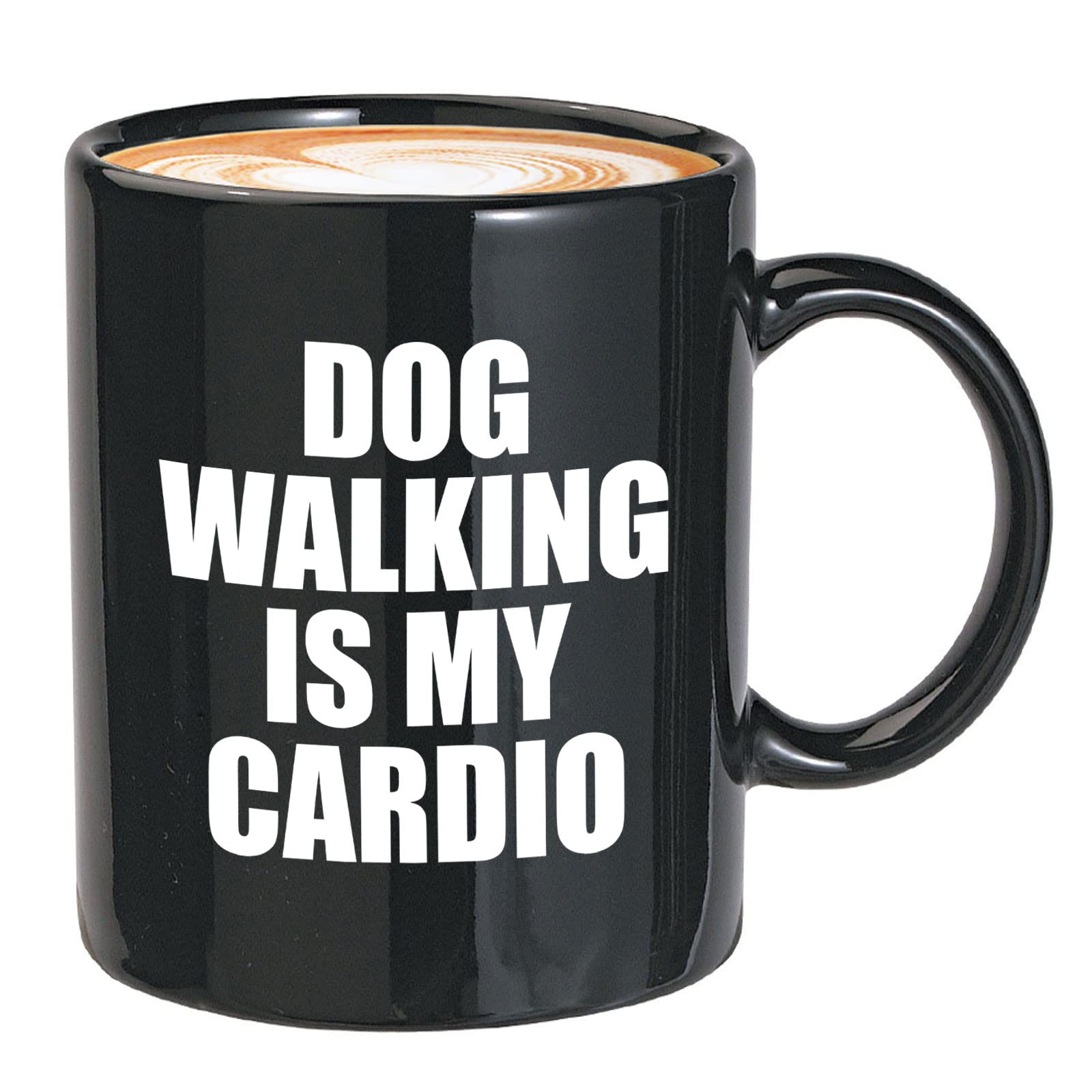 Bubble Hugs Funny Sarcastic Coffee Mug for Dog Lovers - 11oz Black Ceramic Cup with 'Dog Walking is My Cardio' Design - Perfect Gift for Dog Owners, Puppy Parents | Great for Coffee, Tea, Office Use & Dog Lover Gifts