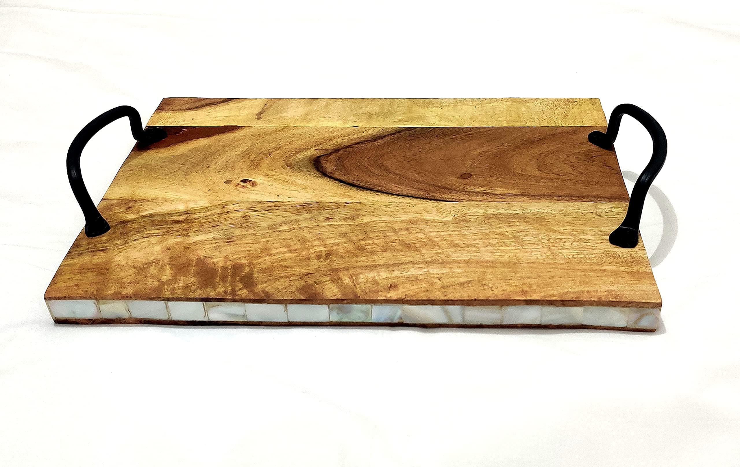 Handmade Acacia Wood Serving Tray with Handle - Elegant Round Breakfast Tray for Coffee, Tea, and Brunch - Perfect for Bedroom, Kitchen, and Hostess Gifts