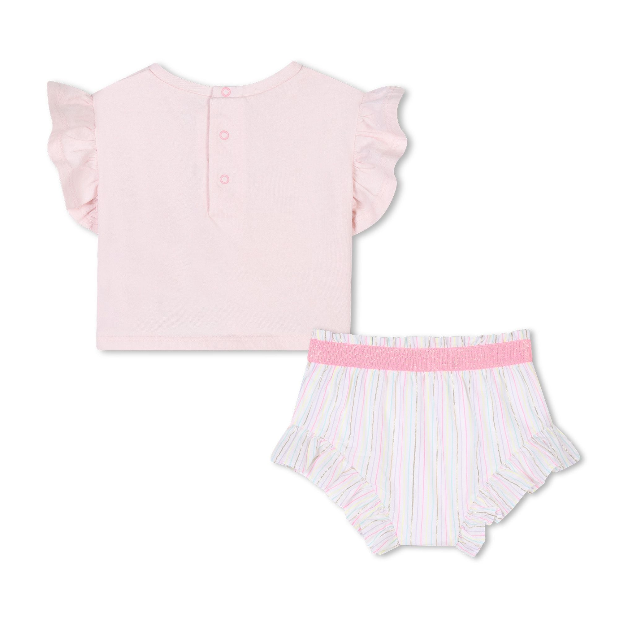 Billieblush Women's White Pale Pink T-Shirt and Shorts Set - Casual Summer Outfit for Beach, Travel & Lounge Wear