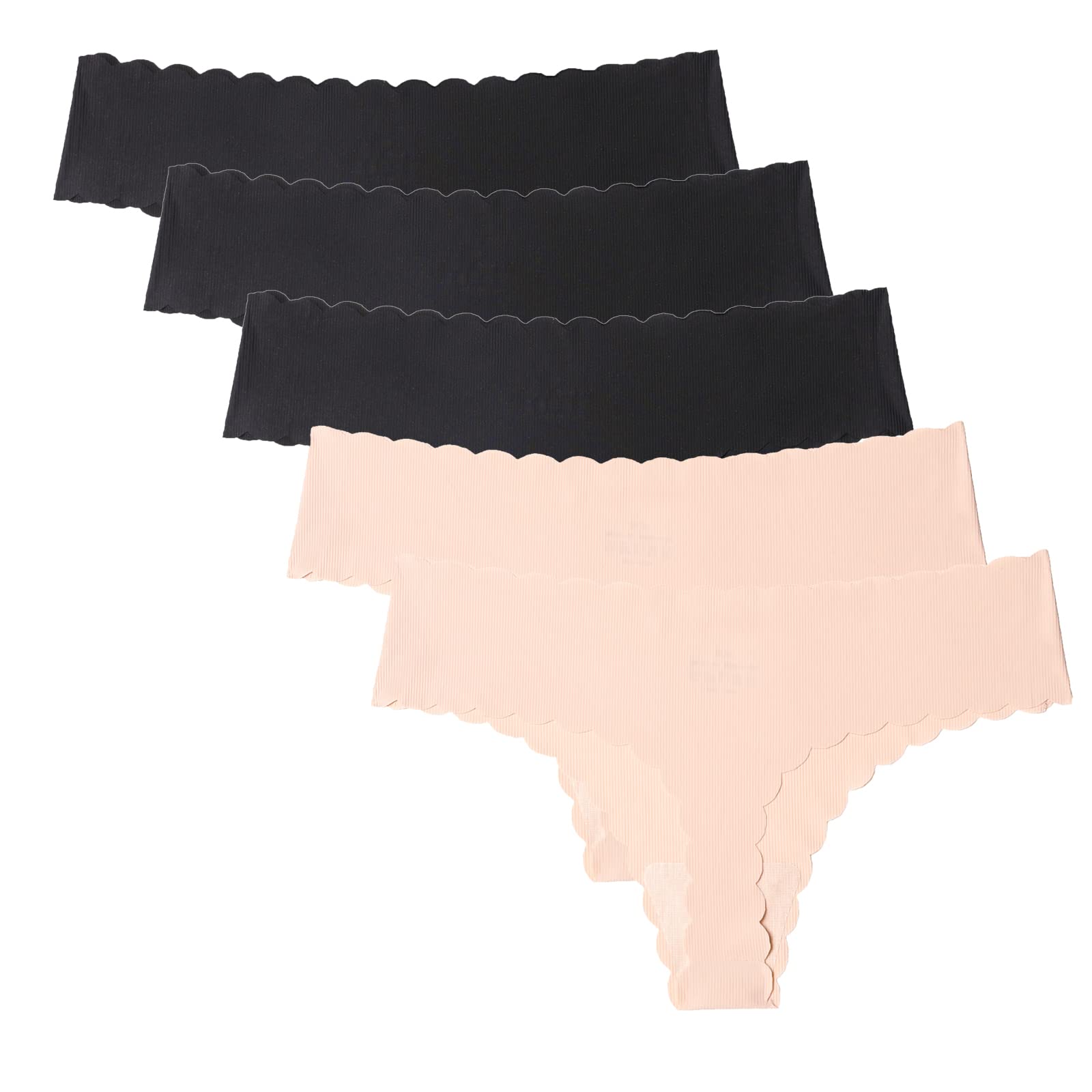 Wetopkim Seamless Thongs for Women - No Show Panties V-Waist Stretch Breathable Underwear 6 Pack (S-XL) | Comfortable Everyday Wear & Invisible Under Clothes