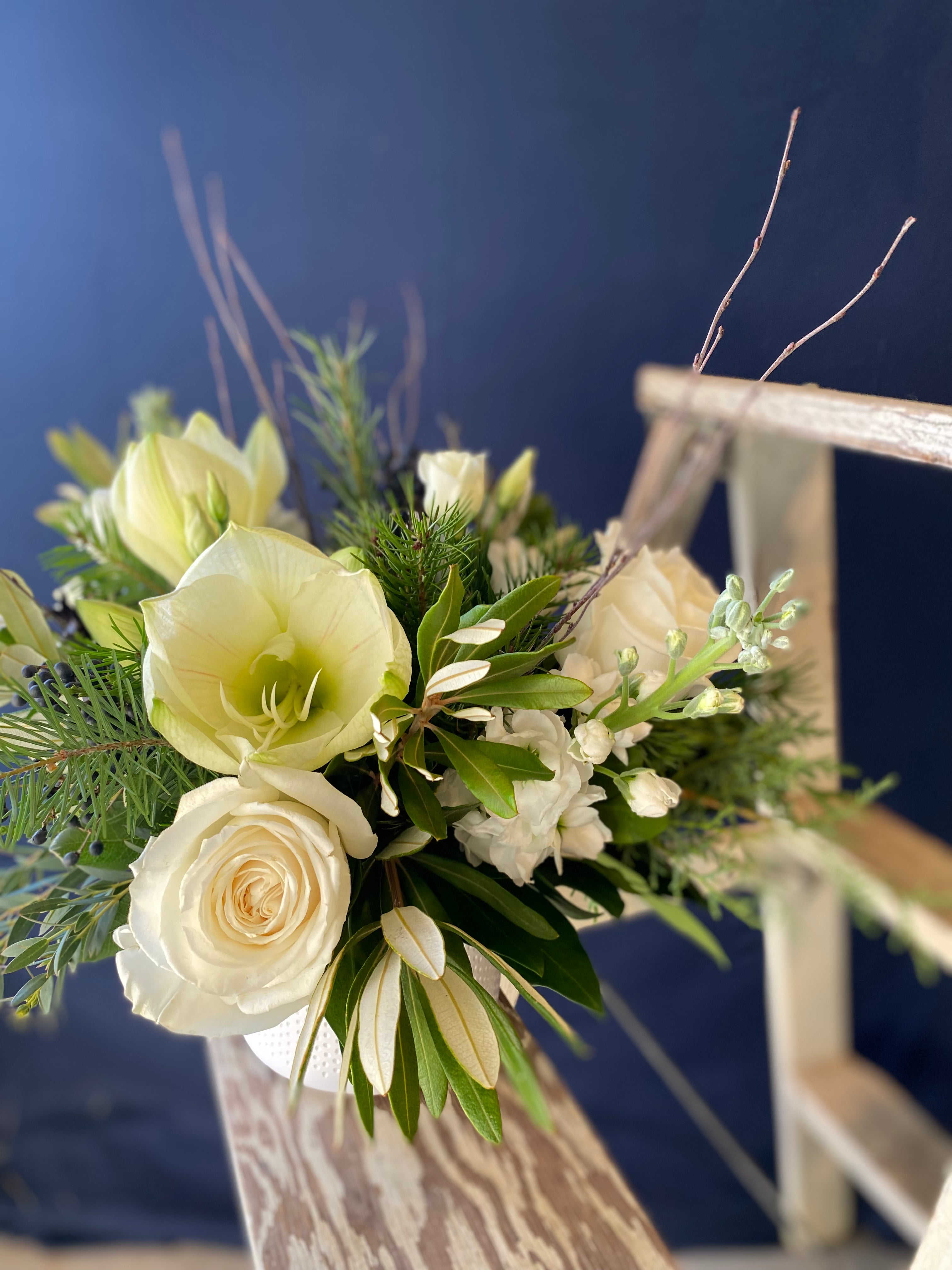 Elegant Winter White Vase Arrangement - Floral Centerpiece for Home Decor, Wedding, and Holiday Table Settings