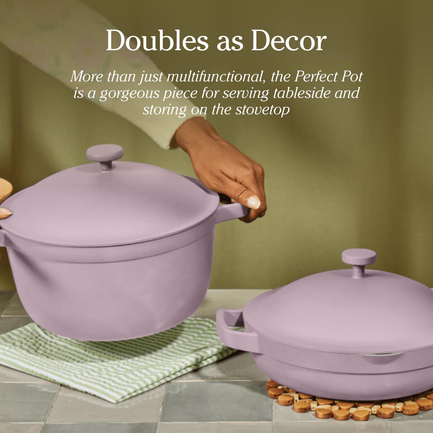 Our Place Perfect Pot - 5.5 Qt Nonstick Ceramic Saucepan with Lid | PTFE & PFOA-Free Healthy Cookware for Stovetop & Oven | Steam, Bake, Braise, Roast | Easy Clean Non-Toxic Ceramic Coating | Sage Green | Perfect for Soups, Stews & Pasta Dishes