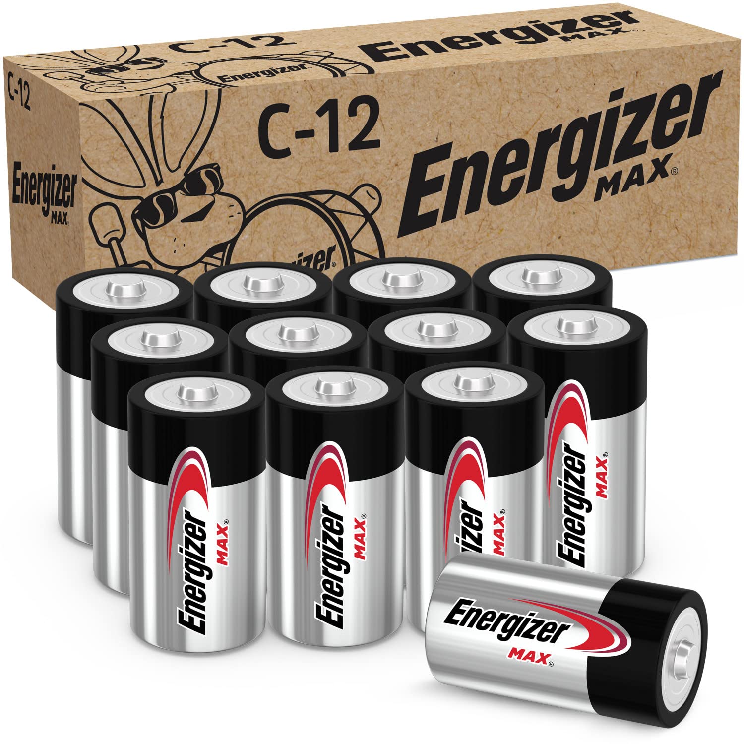 Energizer MAX C Batteries - Premium Alkaline Long-Lasting Power (12 Pack) for Flashlights, Toys, and Emergency Devices