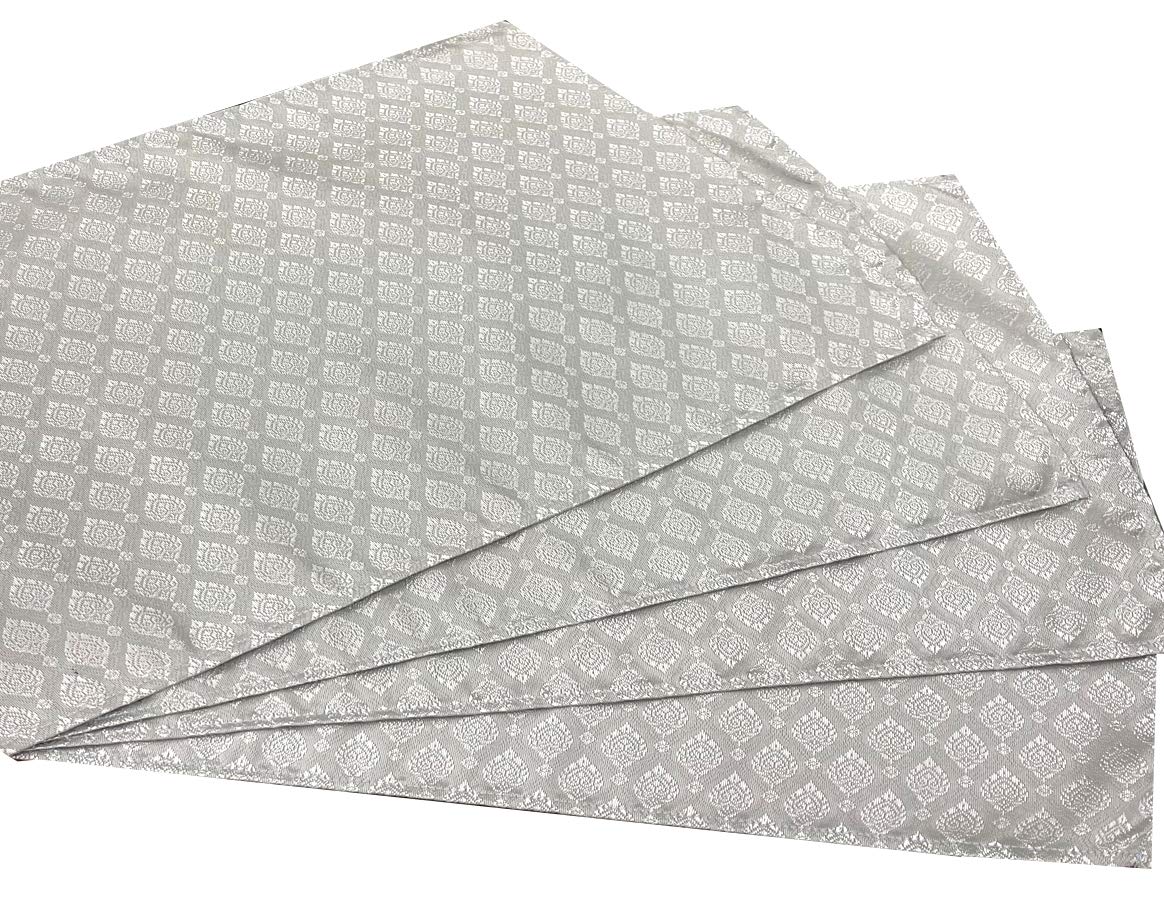 AMORNPHAN Traditional Thai Silk Damask Brocade Table Runner & Placemats Set - 100% Handcrafted Woven Fabric, Washable Dining Table Decor (1 Runner + 4 Placemats) - Perfect for Elegant Dinner Parties, Wedding Receptions & Home Decor