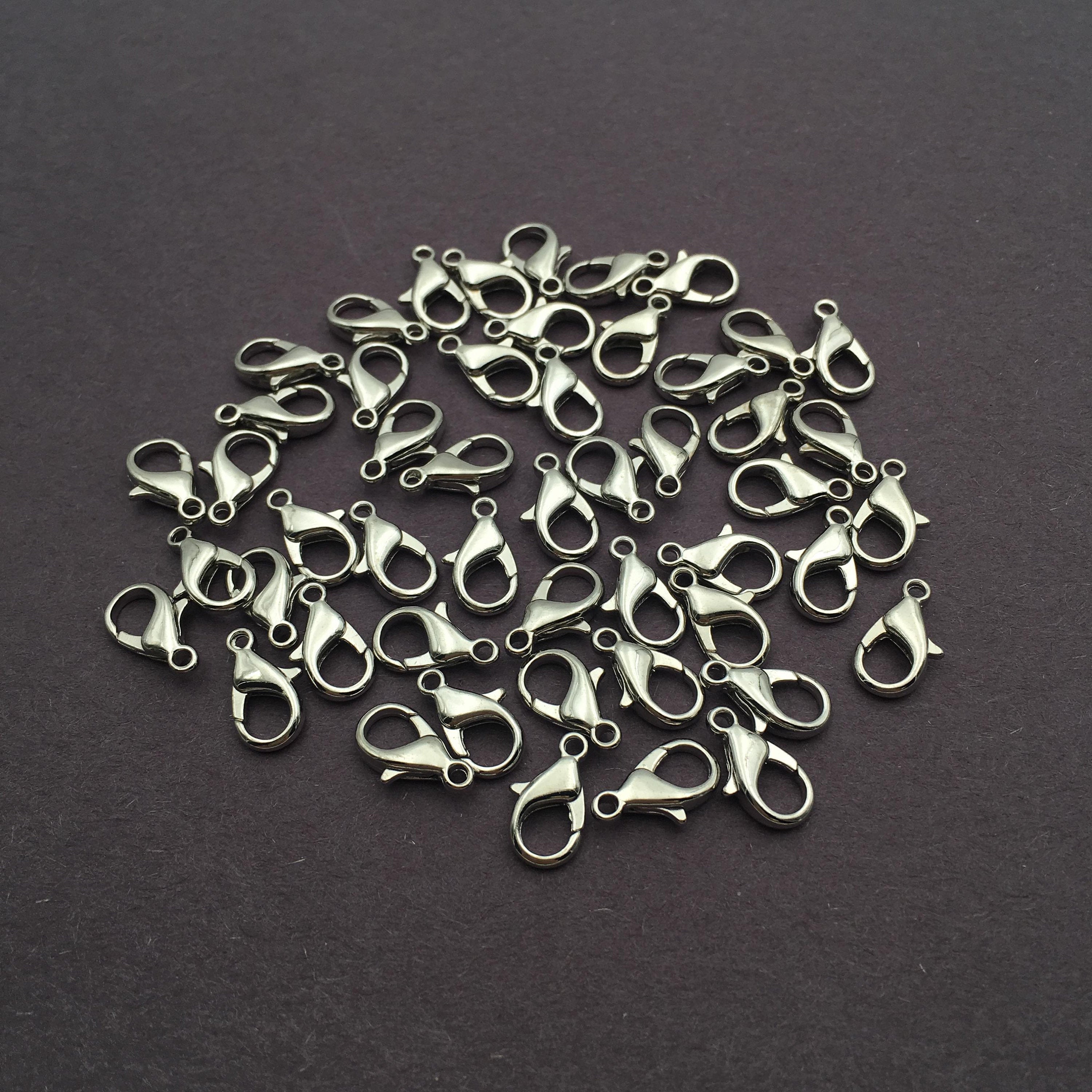50-Piece Silver Plated Lobster Claw Clasps 8x14mm - Bulk Jewelry Findings for Bracelets, Necklaces & DIY Crafts - Secure Fasteners for Handmade Jewelry Making