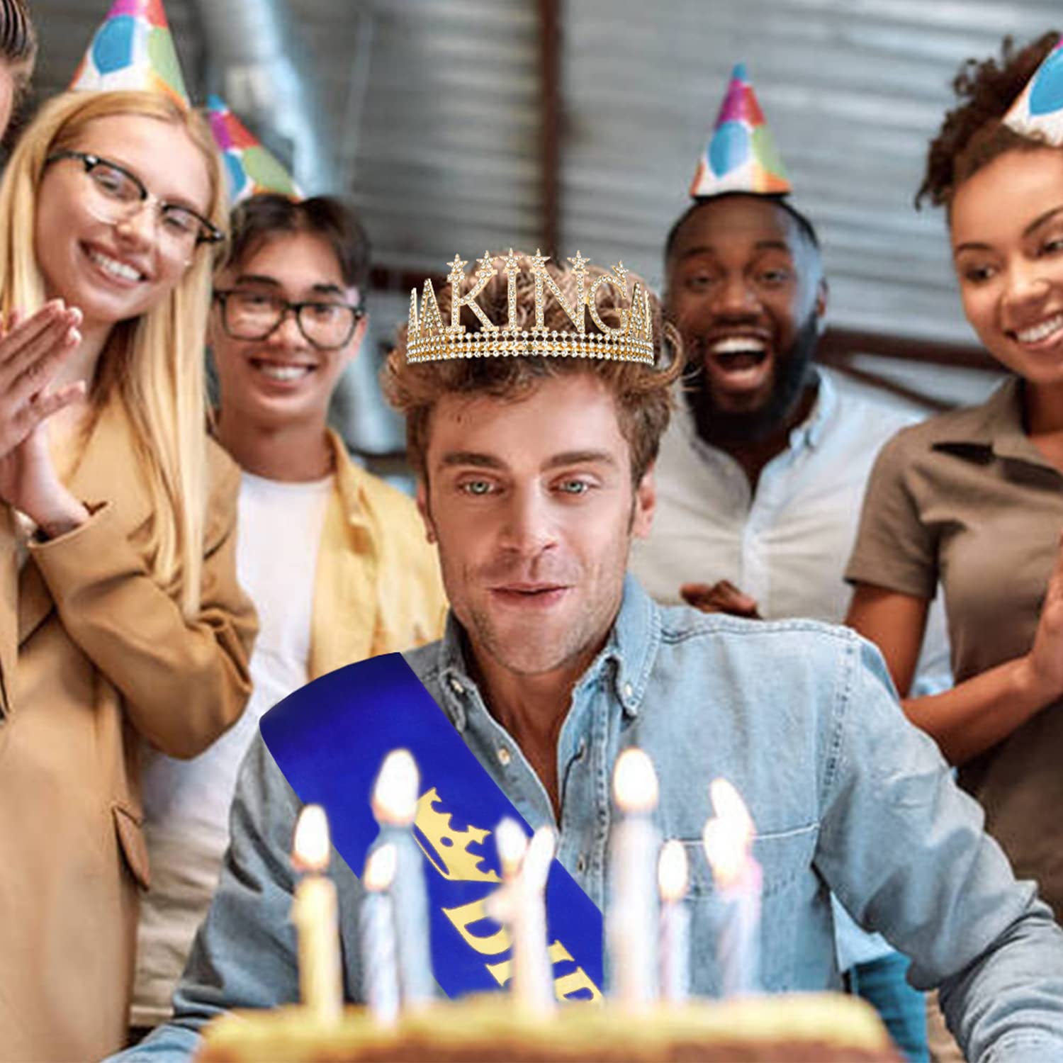 Gold Birthday King Crown for Men - Royal Birthday Party Decorations & Gifts for Him | Perfect for Adult Birthday Celebrations, Themed Parties & Special Occasions