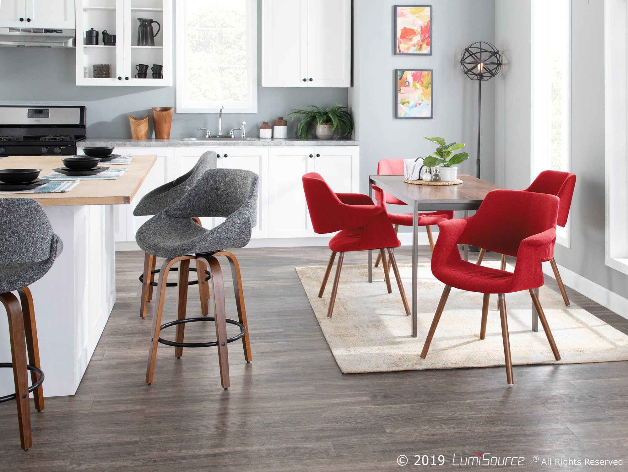 LumiSource Walnut Wood Counter Stools Set of 2 - 24