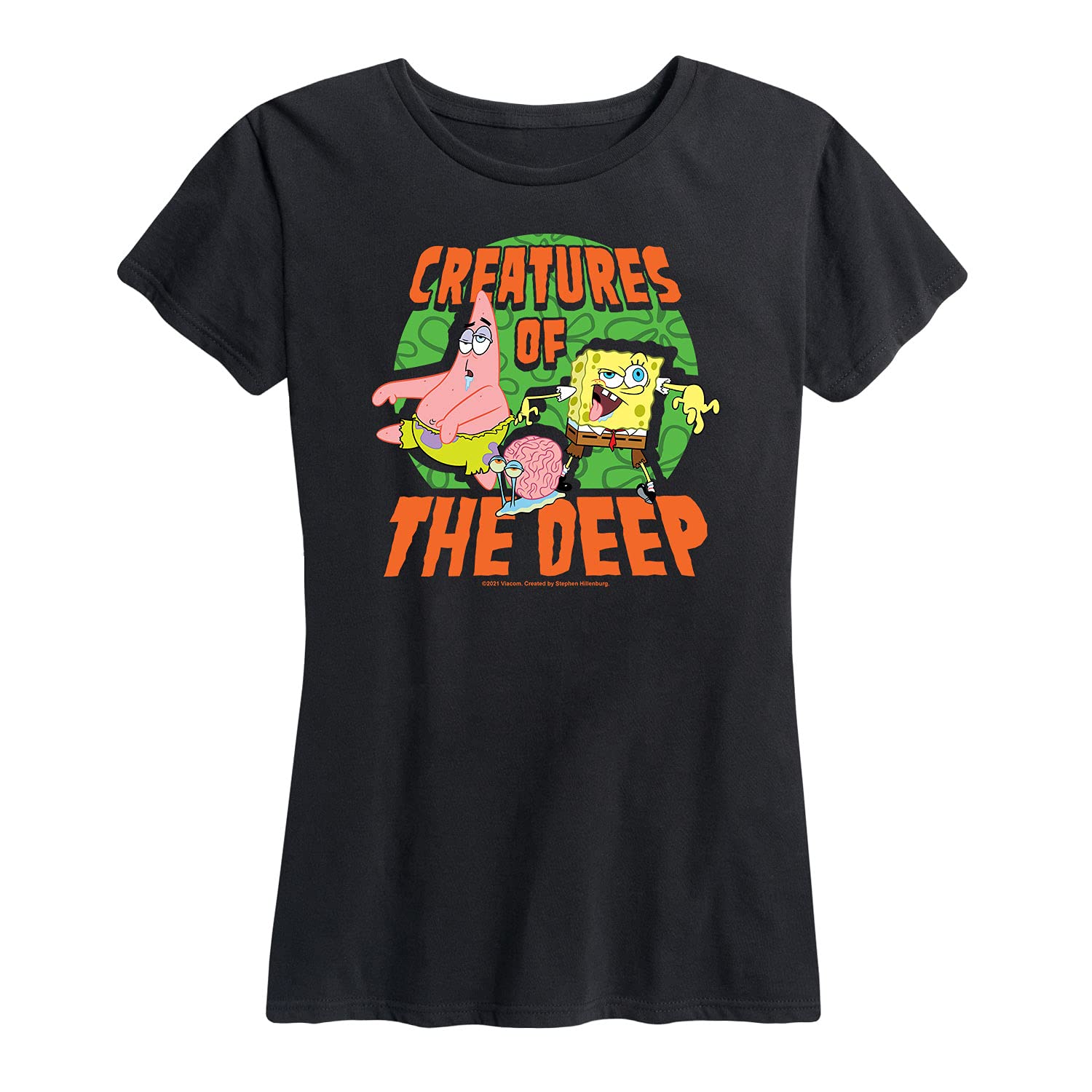 Spongebob Squarepants Creatures of The Deep Women's Graphic T-Shirt | Funny Cartoon Short Sleeve Tee for Women | Casual Wear, Cosplay & Gift Idea