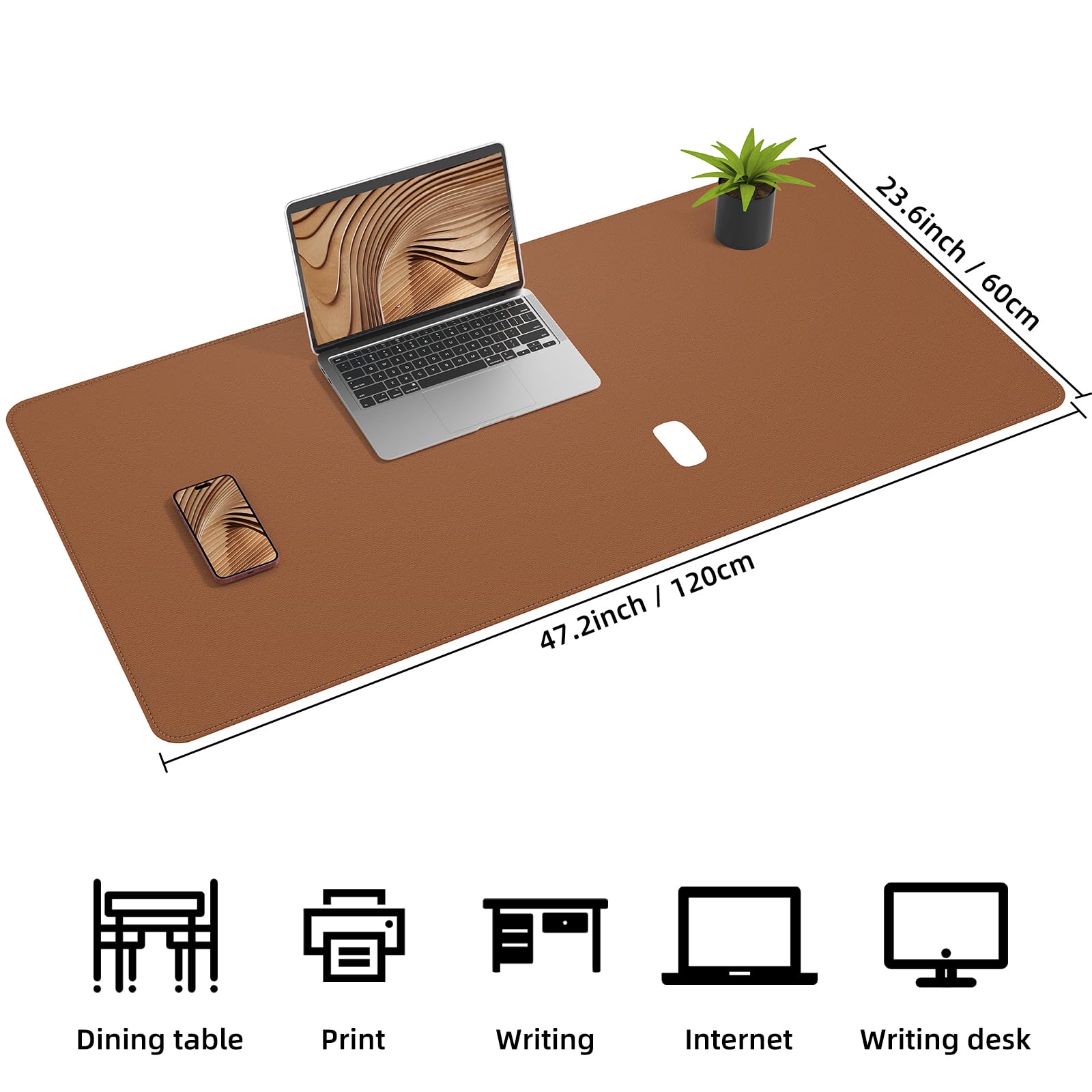 Premium PU Leather & Cork Desk Pad Protector - Large 47