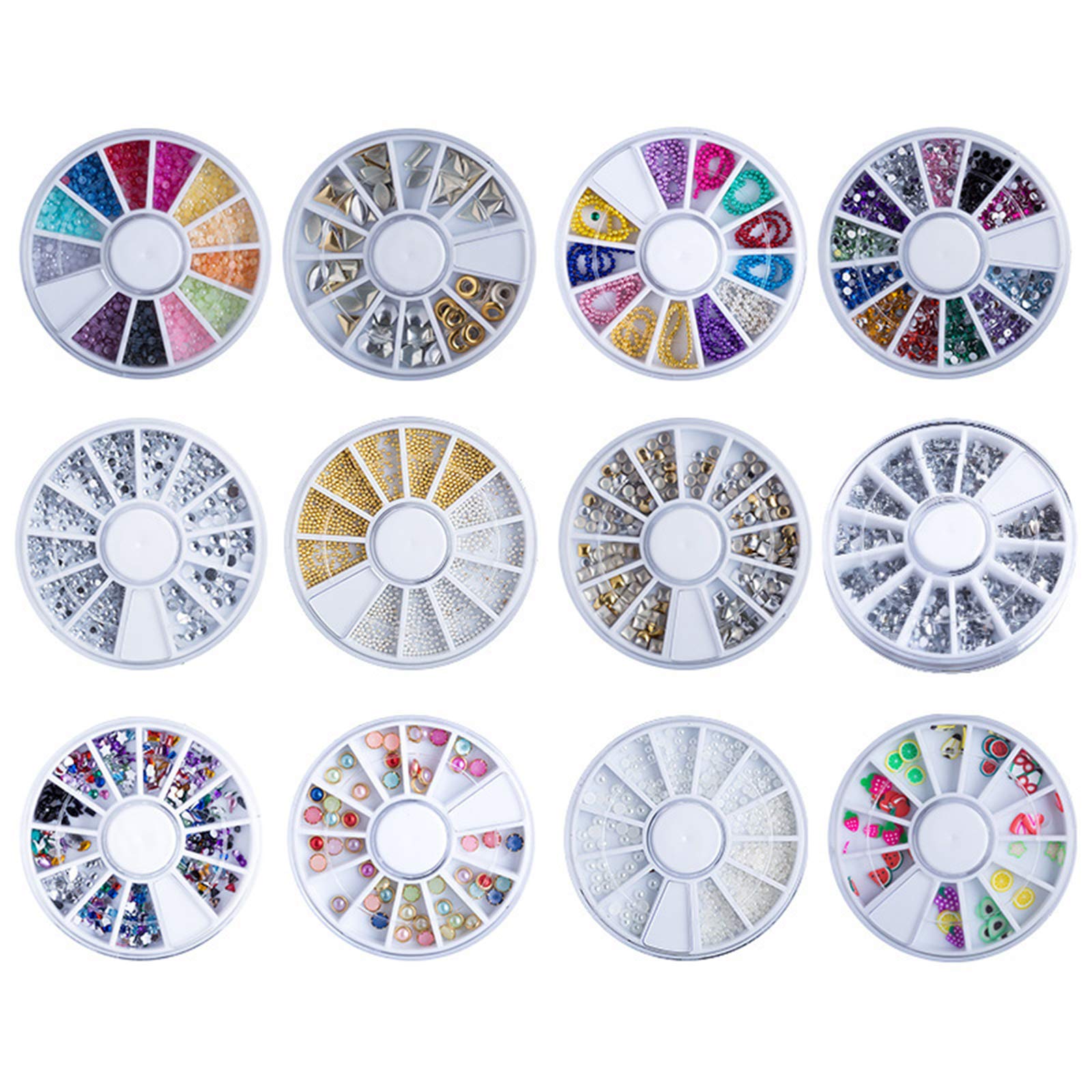 12 Boxes Mermaid Gradient Pearl Rhinestones for Nail Art - DIY Nail Decorations with Shimmering Pearls - Perfect for Nail Salon, Home Manicure, and Party Nail Designs
