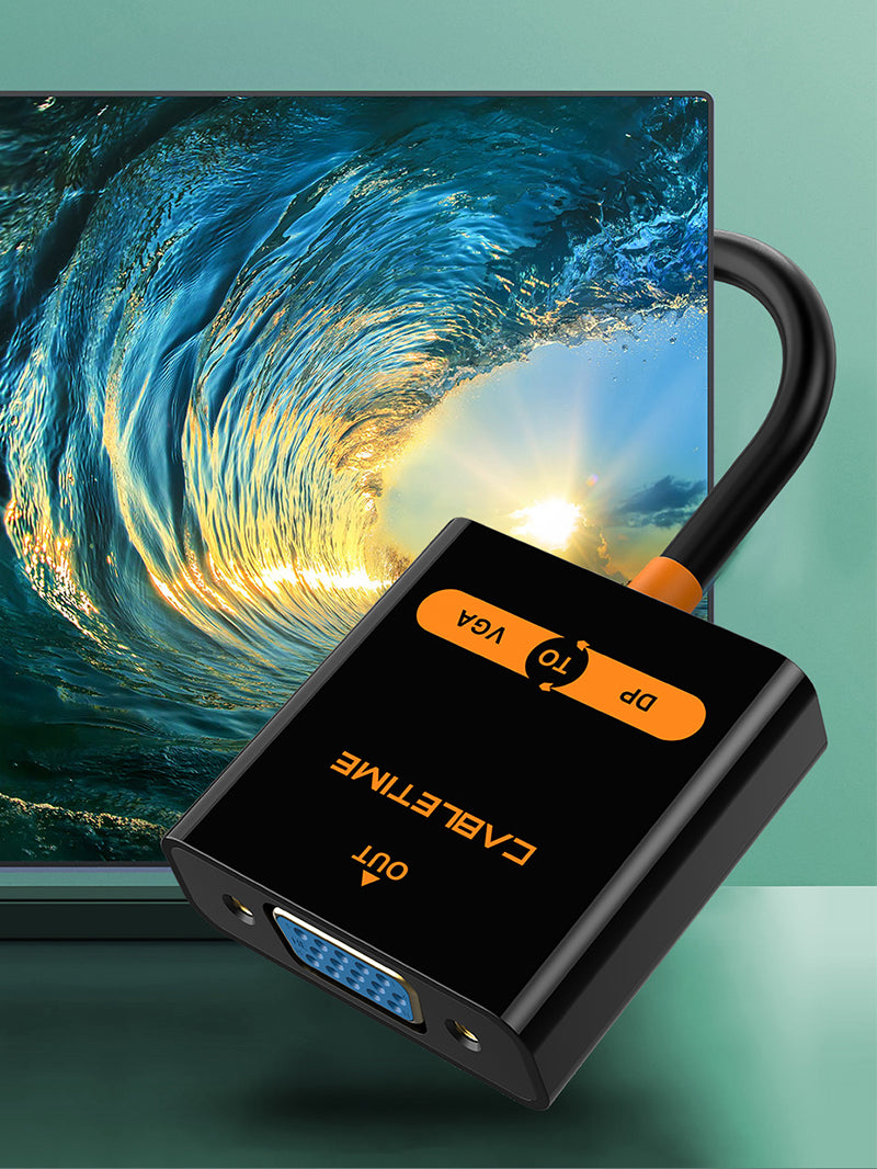 DisplayPort to VGA Adapter 1080P 60Hz - Gold-Plated Connector for PC, Laptop, Monitor - Ideal for Home Office, Gaming & Presentations