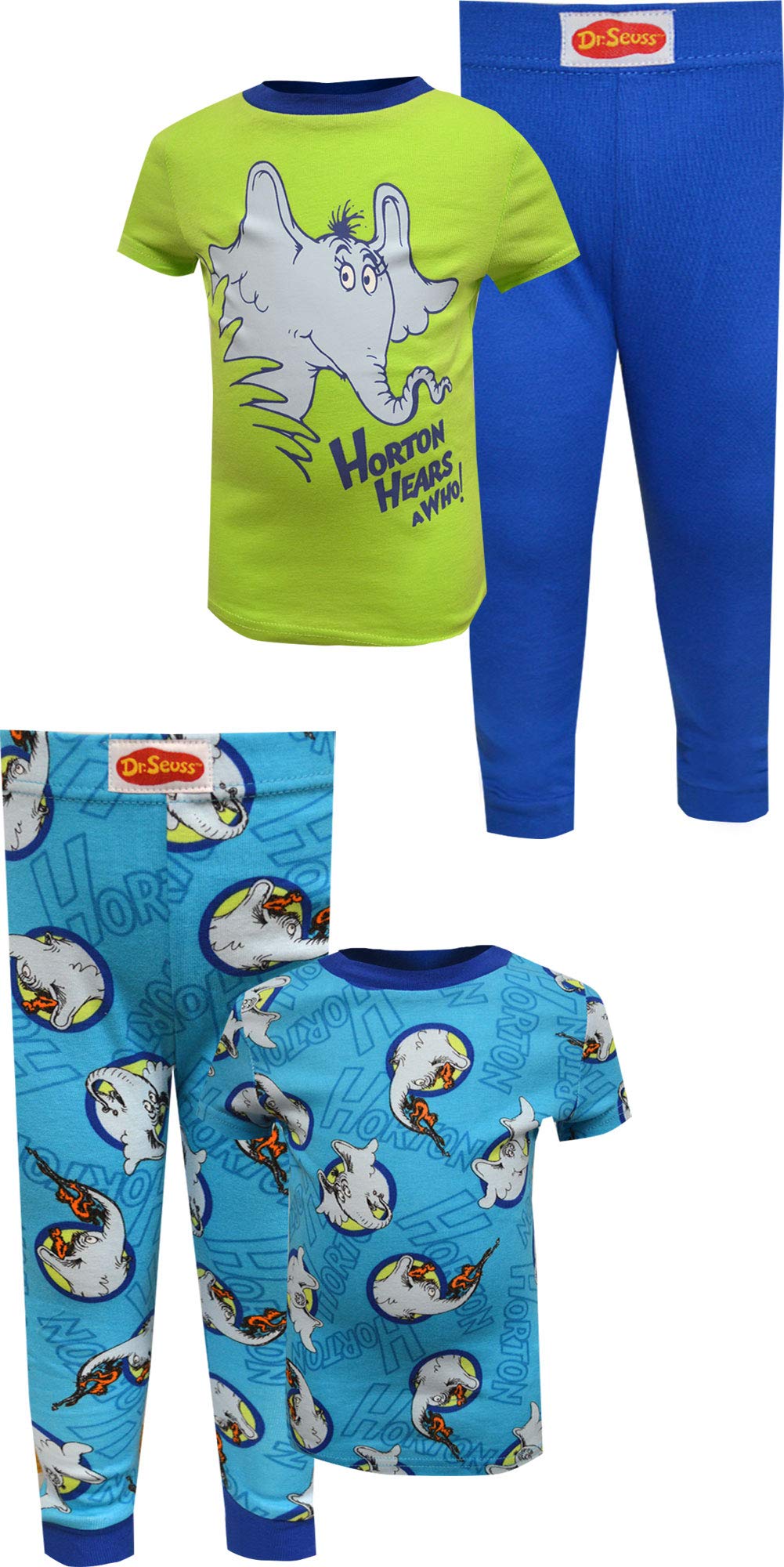 Dr Seuss Horton Pajamas for Boys - Soft 4-Piece Sleepwear for Kids