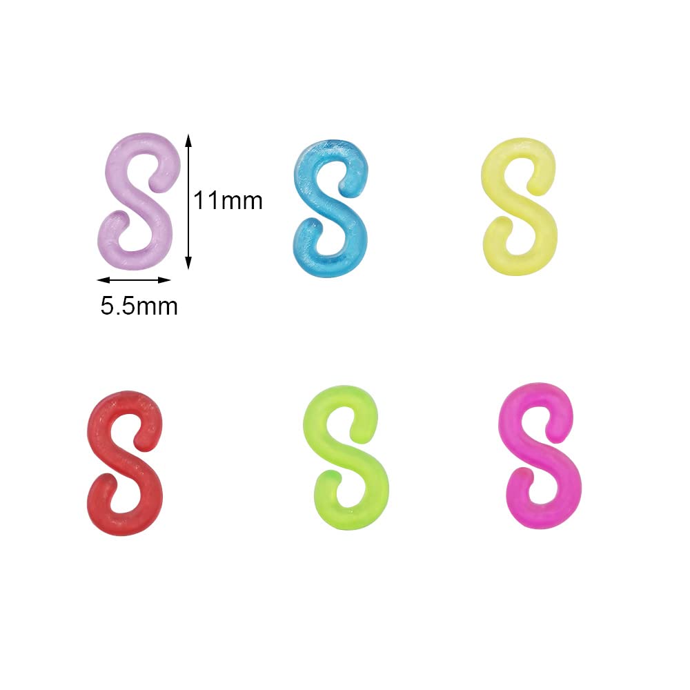 500 Pieces S Clips Loom Rubber Bands - Plastic Connectors Refills for DIY Bracelet Making, Loom Band Kit (Multicolor) - Perfect for Kids Crafts, Friendship Bracelets & Rainbow Loom Creations