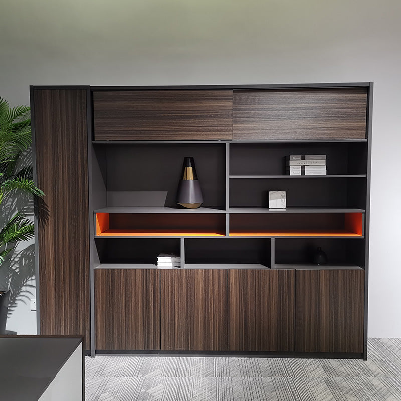 RADDIX 240cm Wooden Display Unit - Modern Brown Shelf for Retail Stores & Home Decor