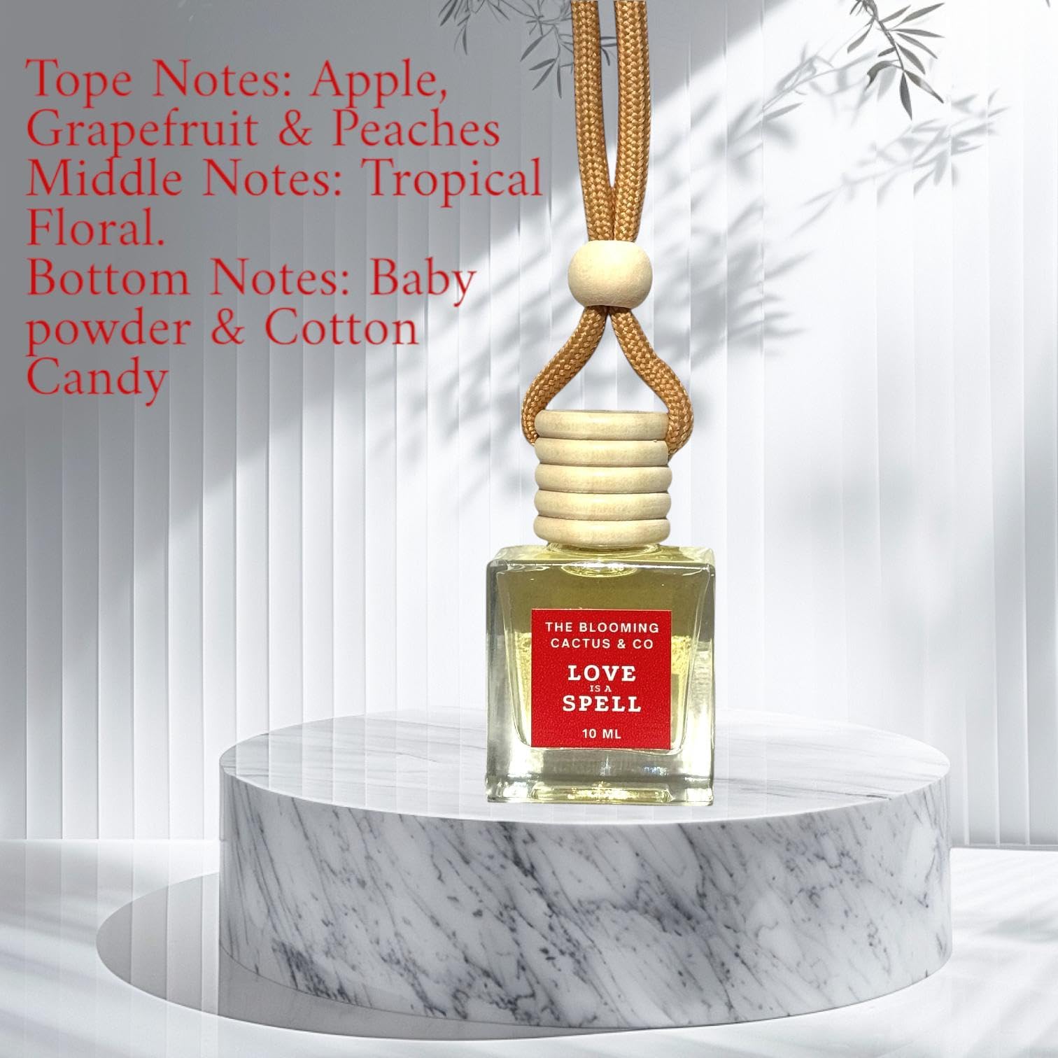 Blooming Cactus & Co. Car Diffuser with Refill - Long Lasting Phthalate-Free Air Freshener Hanging for Vehicles | Love Spell Scent | Perfect for Road Trips, Commuting & Office Use