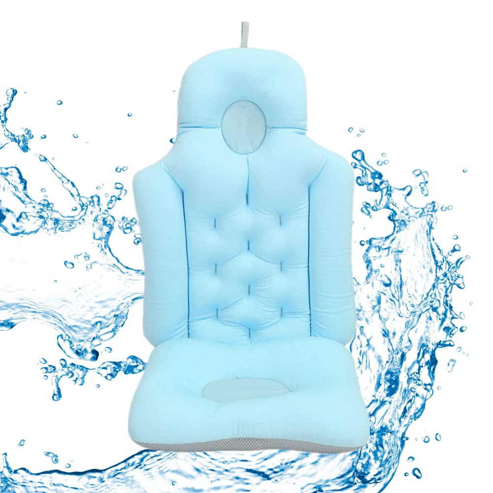 **Bathtub Cushion for Adults - Soft Breathable Bath Pillow with Headrest & Neck Support - Foldable Spa Seat Cushion for Relaxing Bath Time (Blue) - Perfect for Soaking, Reading, or Meditation in the Tub**