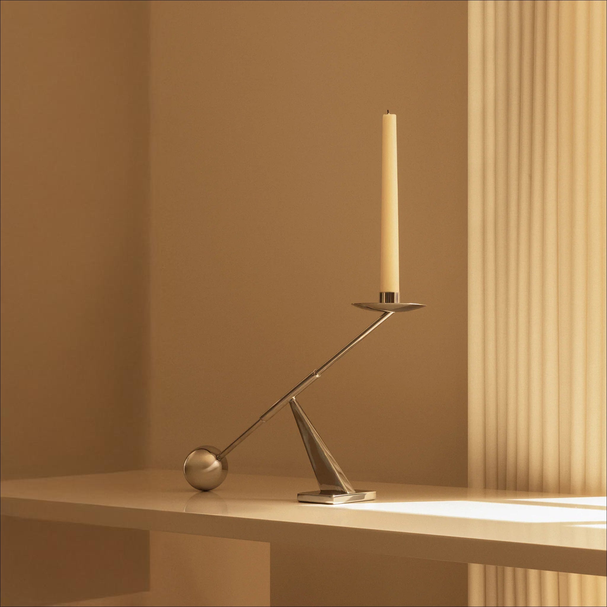 AUDO CPH Interconnect Modern Candle Holder - 42.5cm Wide Stainless Steel Design for Dining Table, Wedding Centerpiece & Home Decor