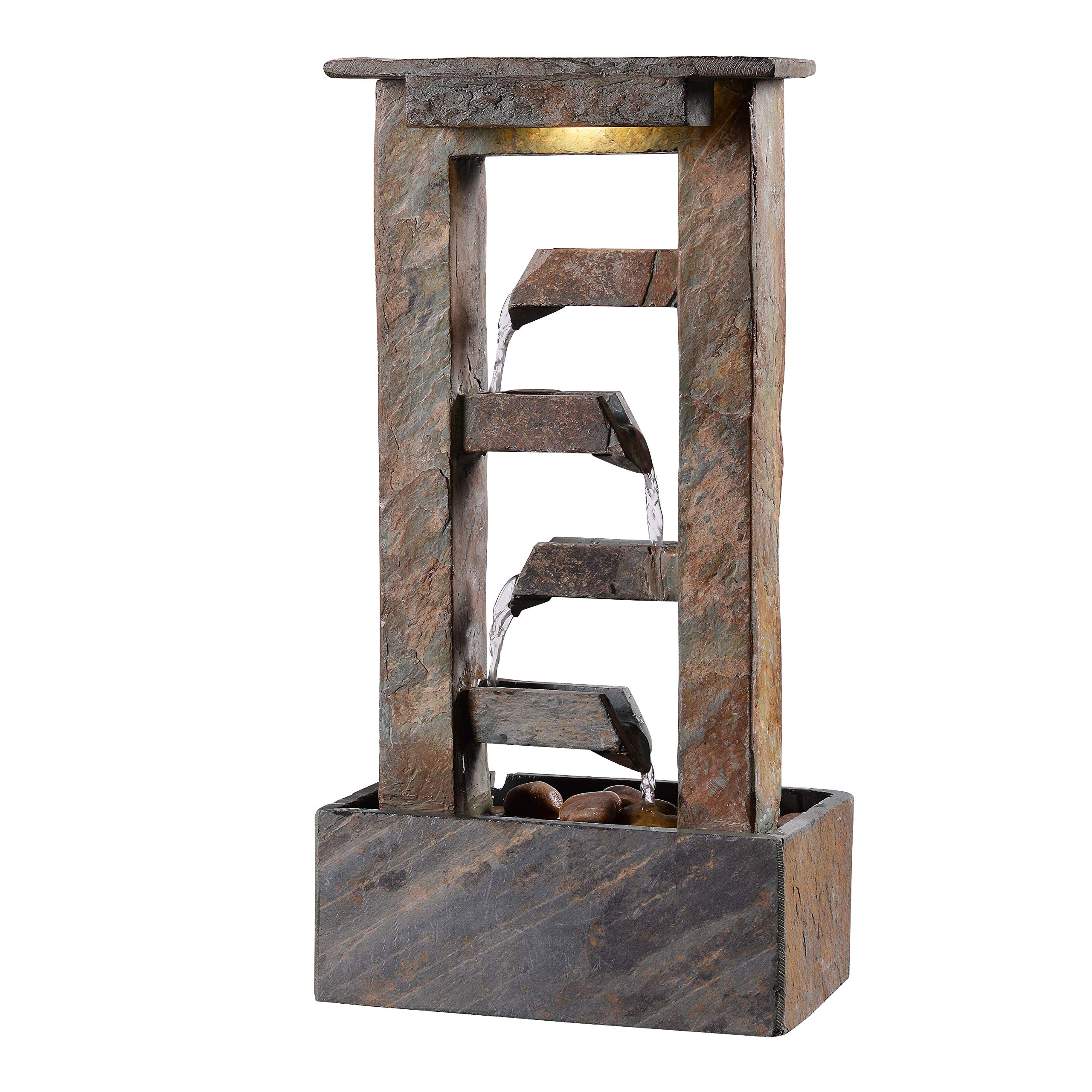 Kenroy Home Small Slate Channel Fountain - Indoor/Outdoor Water Feature for Garden, Patio, or Living Room Decor