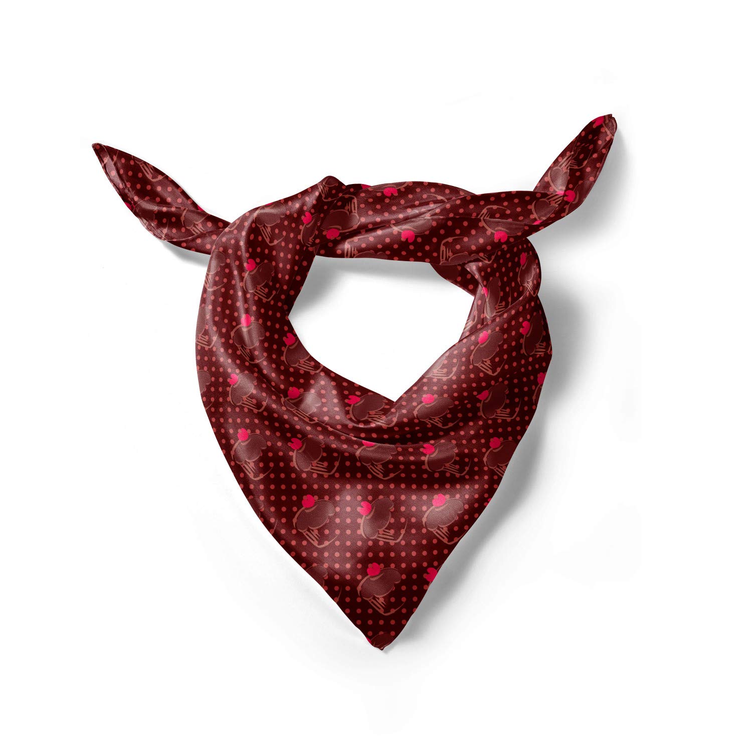 Ambesonne Chocolate Headscarf - Yummy Cupcakes Cherry Print Hijab Scarf for Women, Muslim Fashion Accessory, Perfect for Daily Wear, Parties, and Special Occasions