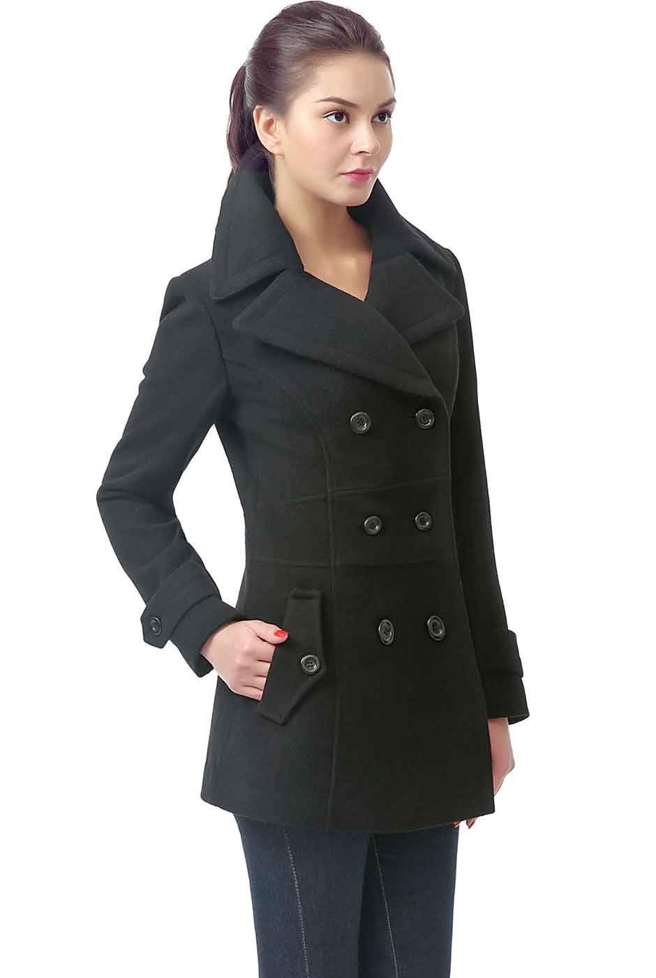 BGSD Women's Joann Wool Blend Walking Pea Coat - Classic Winter Warm Jacket for Casual Outings & Office Wear (Plus Size & Petite Available)