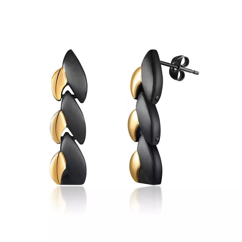 Black and Gold Titanium Earrings for Women - Hypoallergenic Lightweight Studs - Perfect for Parties, Weddings & Everyday Wear