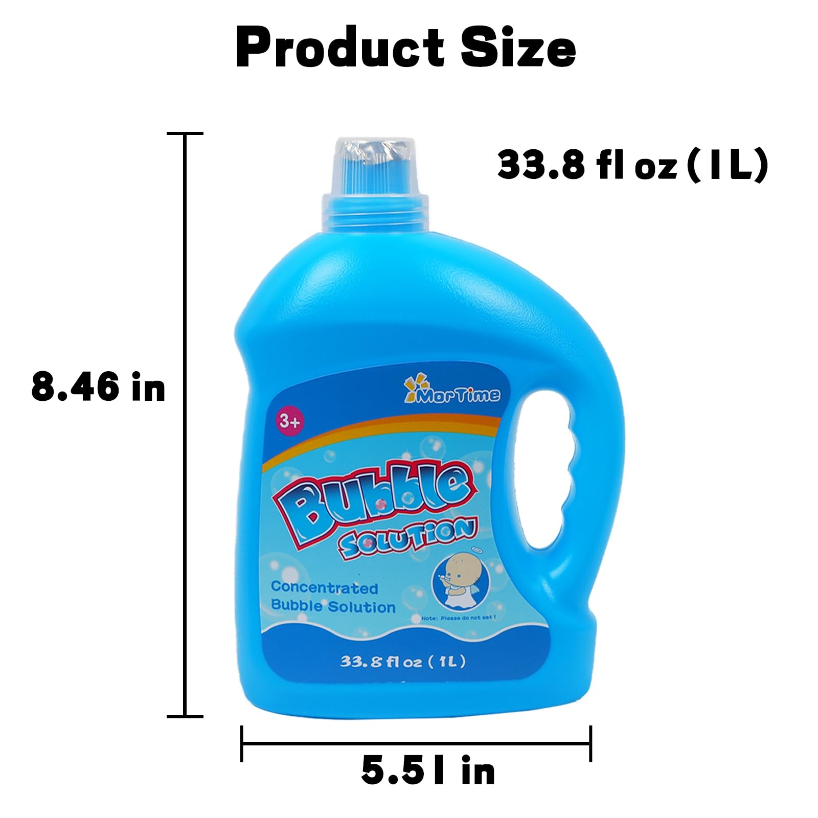 MorTime 3 Bottles Bubble Solution Refills - 3L/101oz Concentrated Bubble Liquid for Bubble Wands, Machines & Blowers (Makes 7.5 Gallons) - Perfect for Kids Outdoor Play, Birthday Parties & Summer Activities