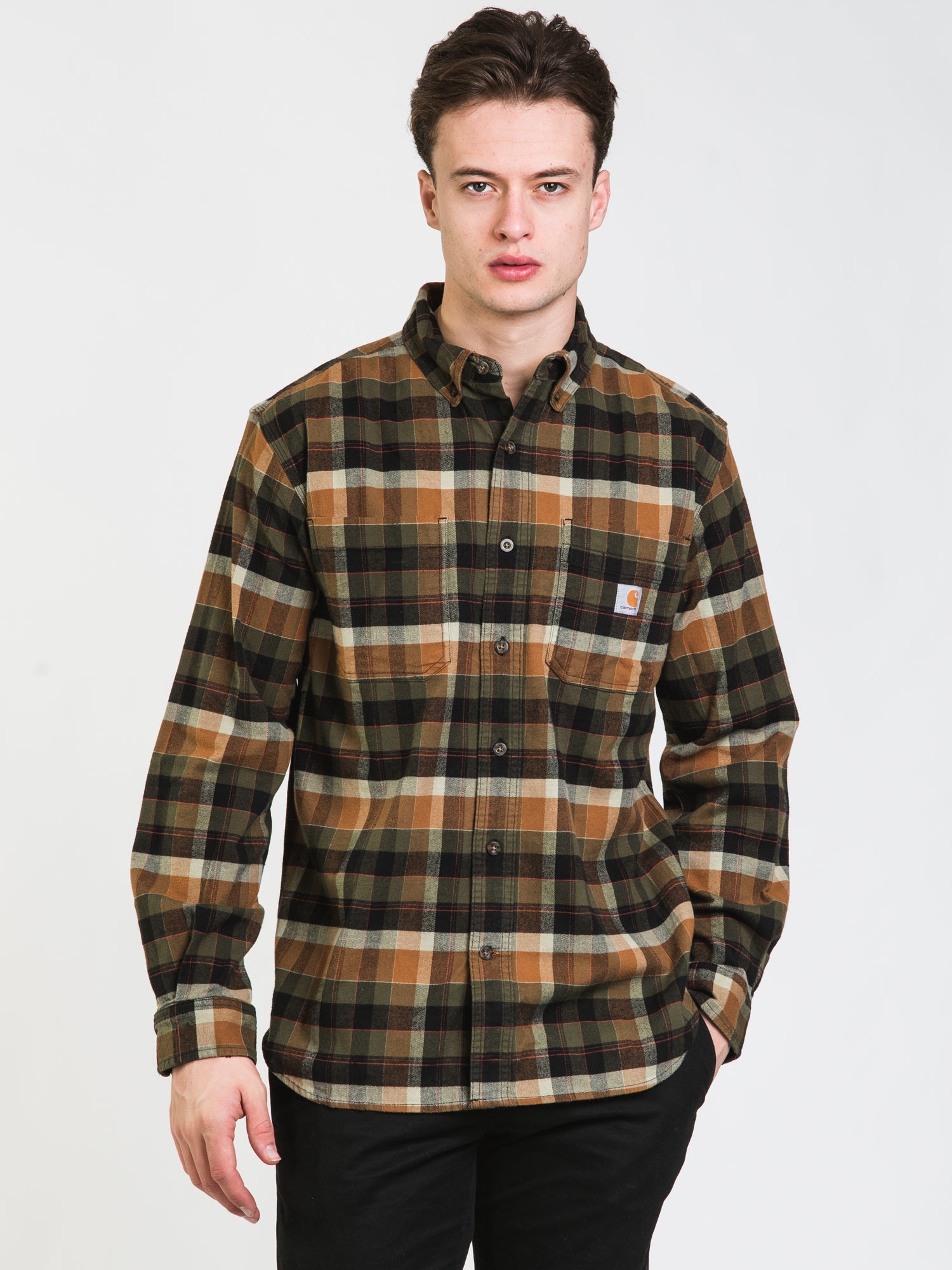 Carhartt Midweight Flannel Long Sleeve Shirt for Men - Soft & Durable Work Shirt - Clearance Sale - Perfect for Outdoor Work, Camping & Casual Wear