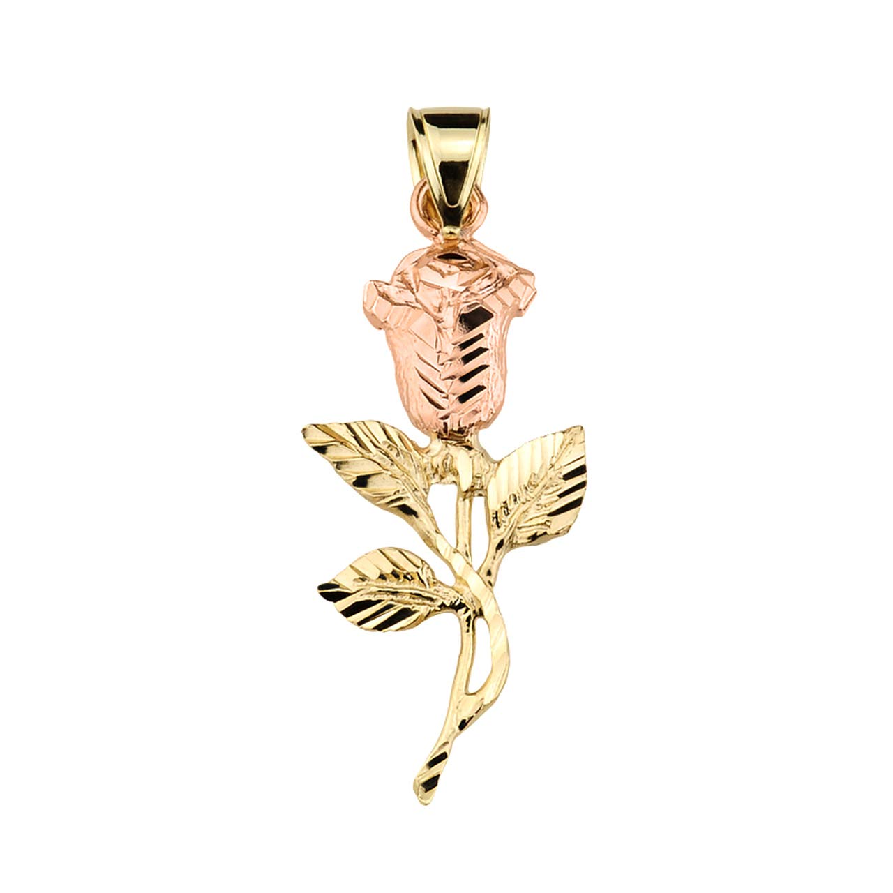 10K Two Tone Gold Rose Flower Pendant Necklace for Women - Elegant Jewelry Gift for Valentine's Day, Anniversary & Special Occasions