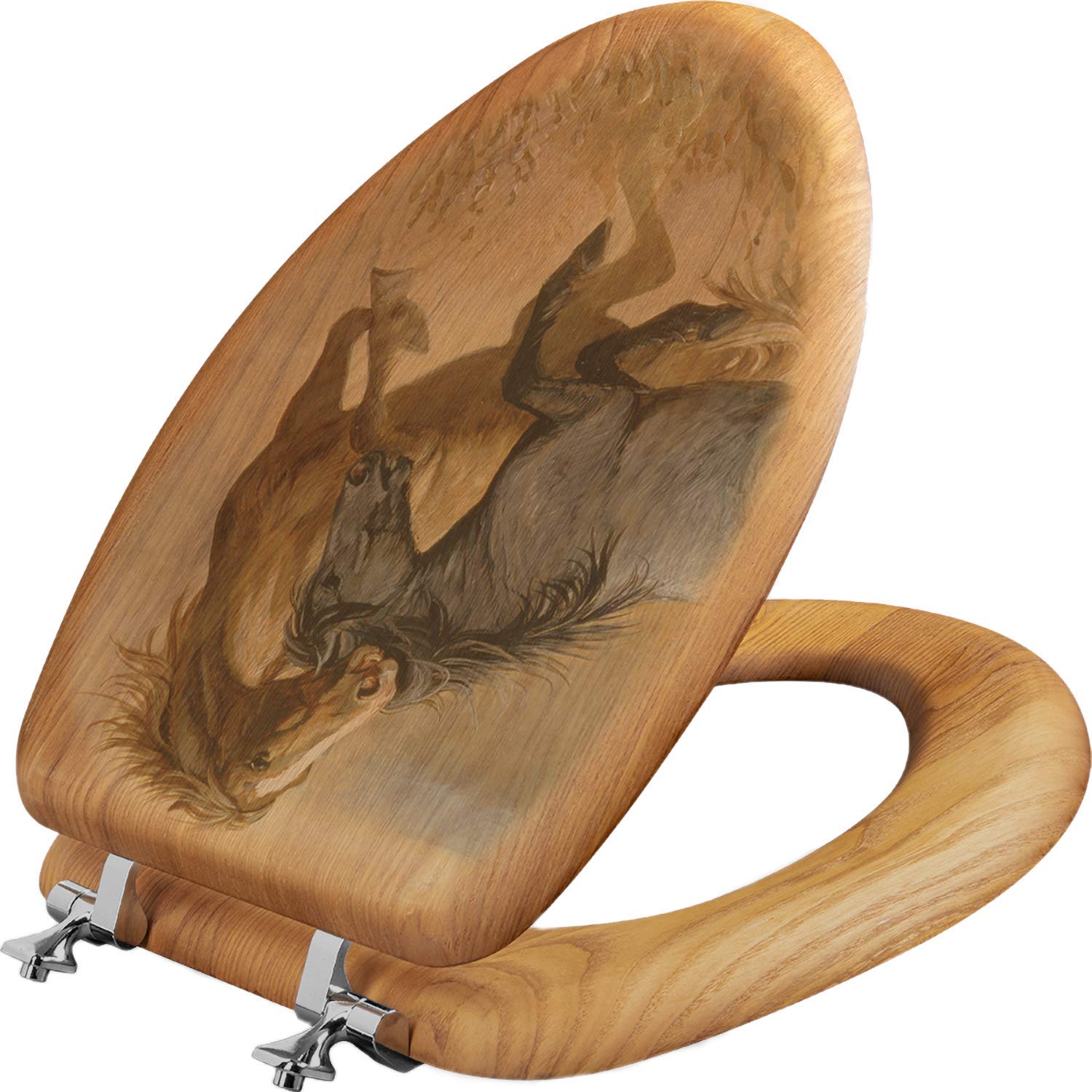 House & Homebody Co. Premium Elongated Toilet Seat with Oak Veneer - Western Style Design for Comfort & Durability | Perfect for Bathroom Upgrades, Rustic Decor & ADA Compliance
