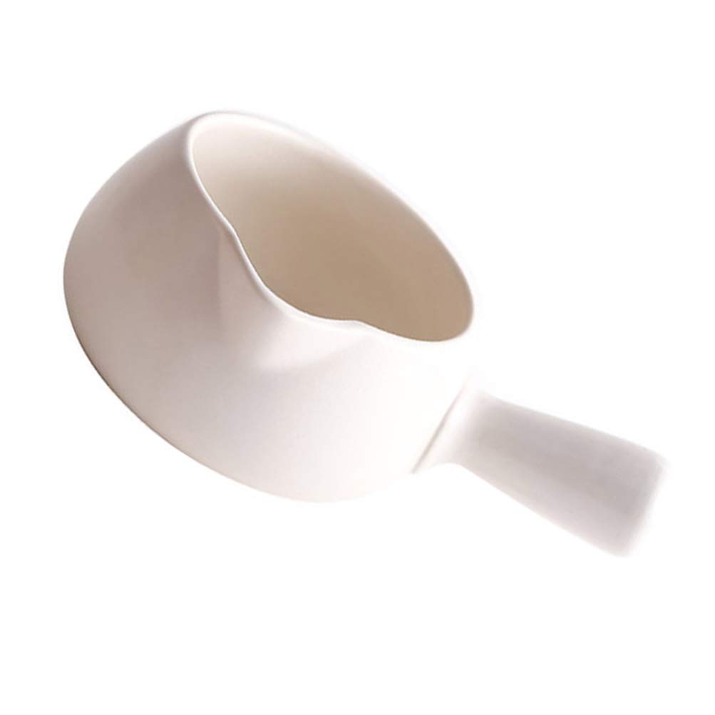 Yardwe 700ml Ceramic Milk Pot with Handle - Sauce Pan, Cooking Pot, Boiler for Melting Chocolate, Wax & Candy Making - Perfect for DIY Crafts, Kitchen Cooking & Candle Making