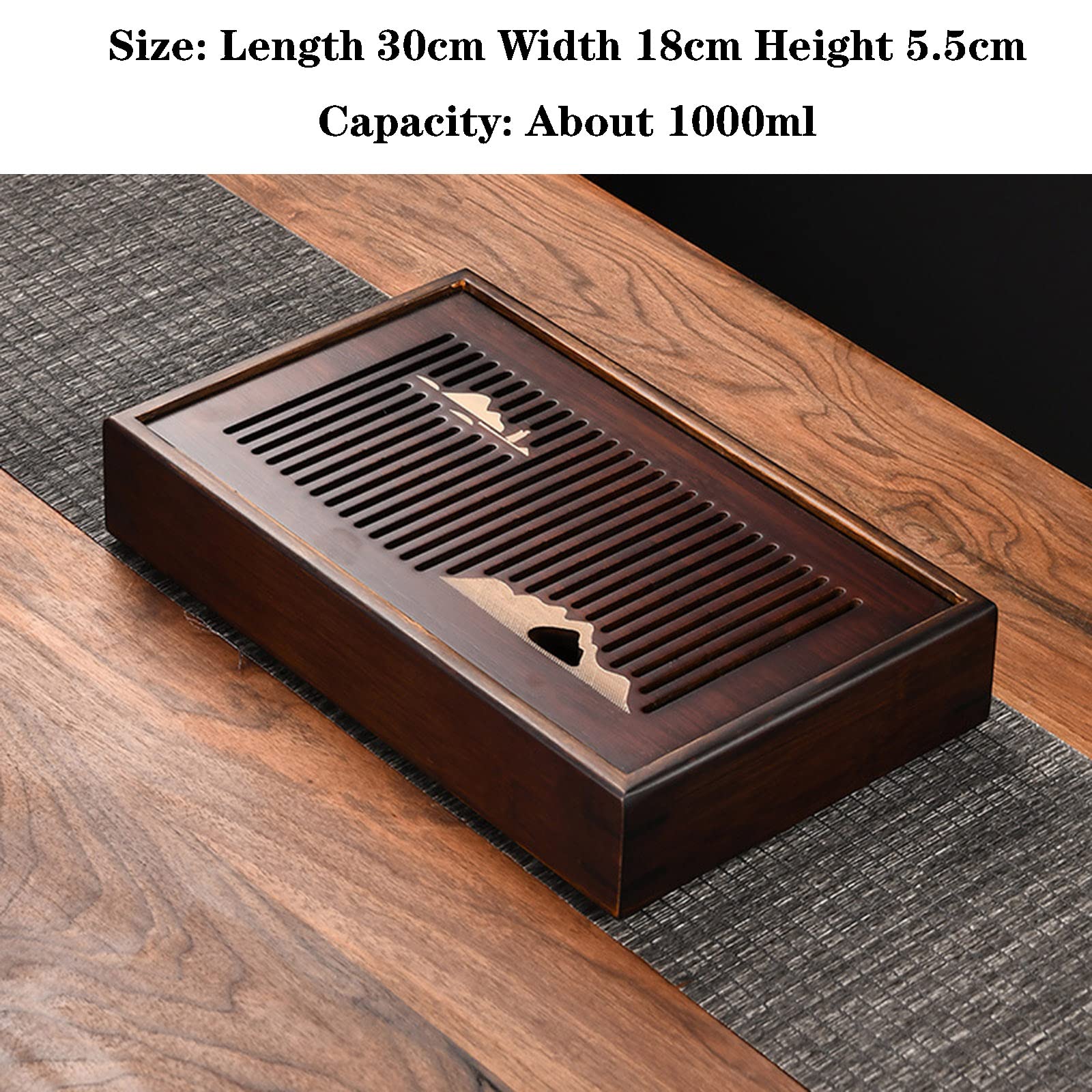 Premium Bamboo Tea Tray - Chinese Kung Fu Water Storage Tea Serving Tray with Detachable Structure (30cm/38cm/48cm) | Elegant Home & Office Decor for Tea Ceremony, Zen Meditation & Gift Giving