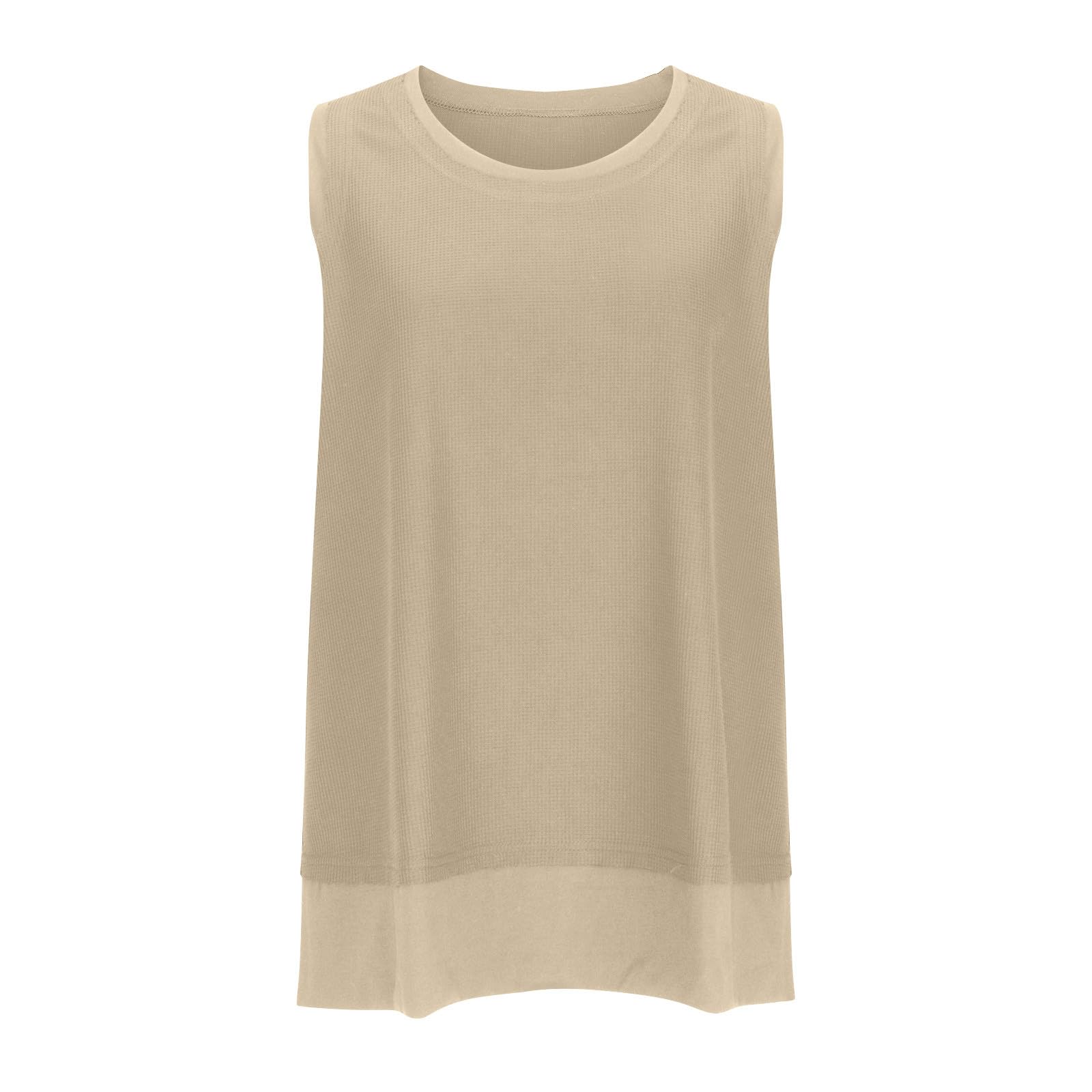 Women's Lastesso Tank Tops 2024 - Crewneck Sleeveless Relaxed Fit Shirts | Solid Color Waffle Knit Summer Beachwear | Perfect for Lounge, Vacation & Casual Outings