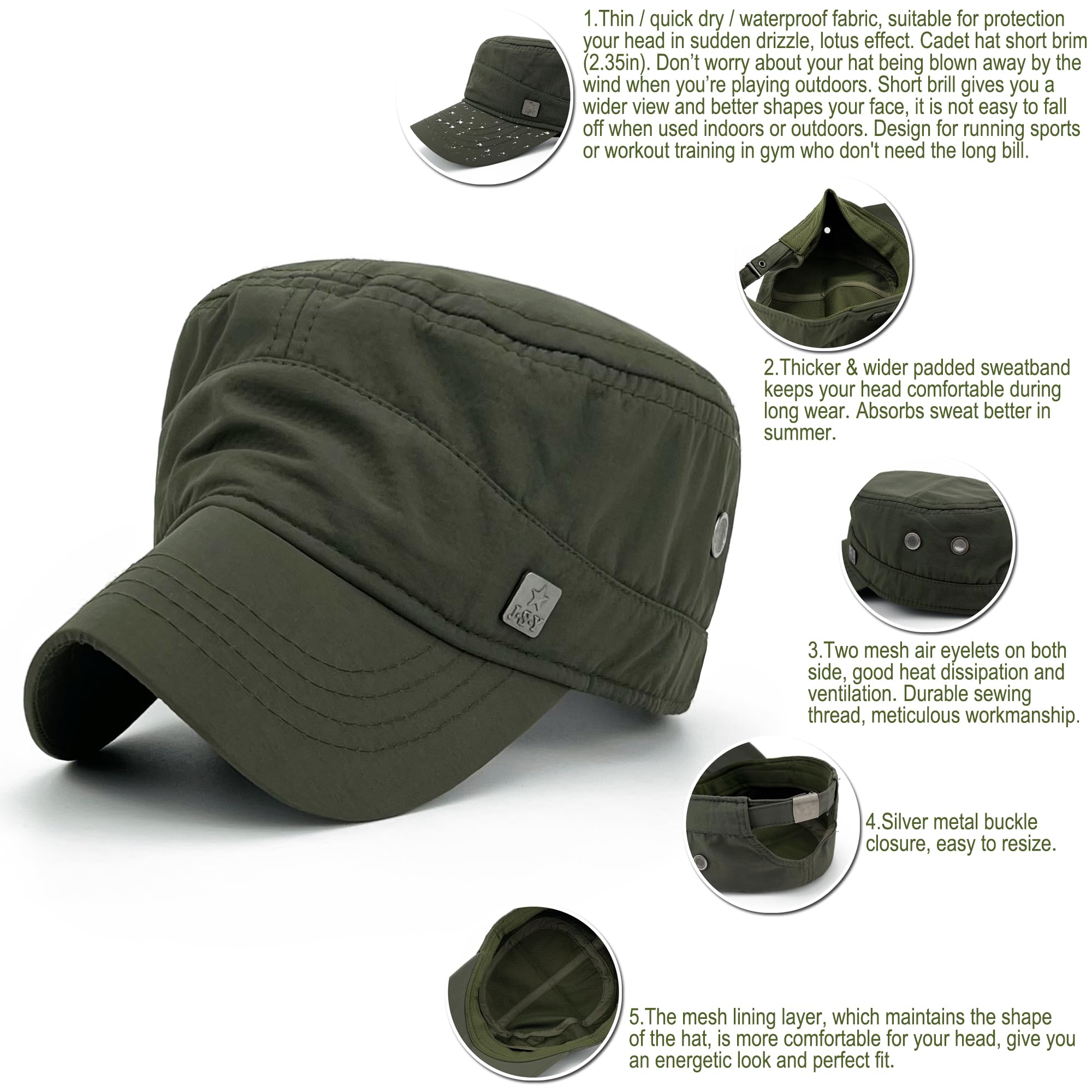 Quick Dry Military Cadet Hat - Waterproof Army Baseball Cap for Men - Sun Protection Outdoor Sports & Casual Wear - Perfect for Hiking, Camping, and Daily Use