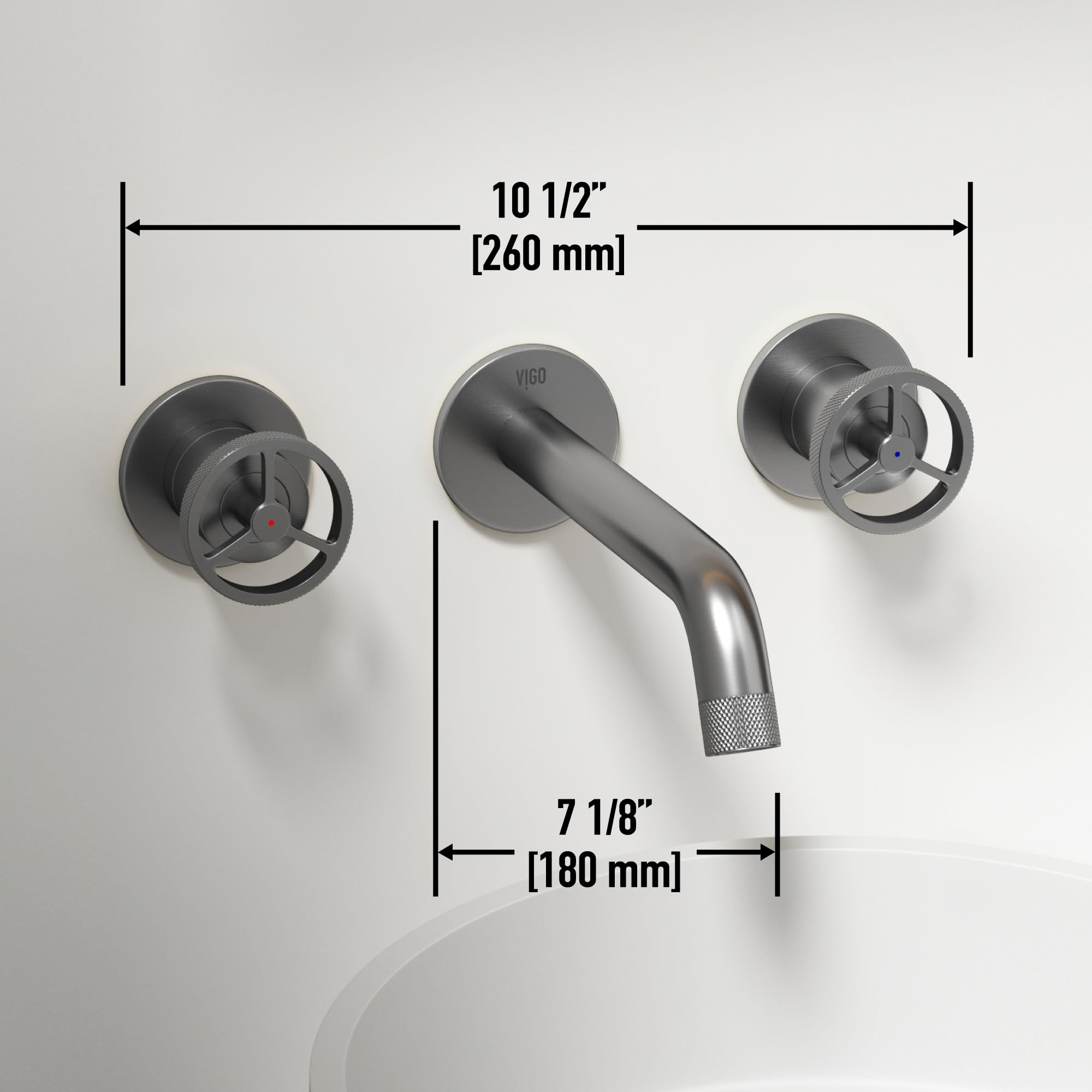 VIGO Cass Brushed Nickel Two Handle Wall Mount Bathroom Faucet - VG05007BN | Modern Bathroom Sink Faucet for Vanity & Powder Room Installation