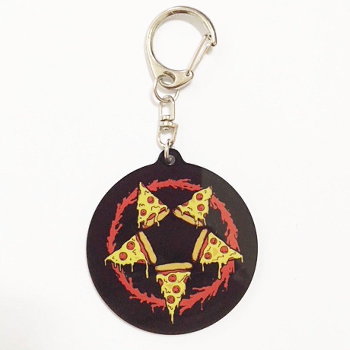 Pizza Pentagram Acrylic Keychains - Unique Gothic Pizza Design for Bag Charms, Gift Tags, and Party Decorations