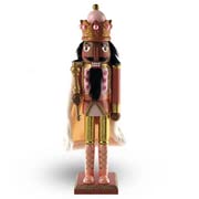 African American Rose Gold Nutcracker Ballet Figure - 15 Inch King with Luxurious Fur Cape, Scepter & Crown | Christmas Holiday Decor, Ballet Lover Gift, Home & Office Decoration