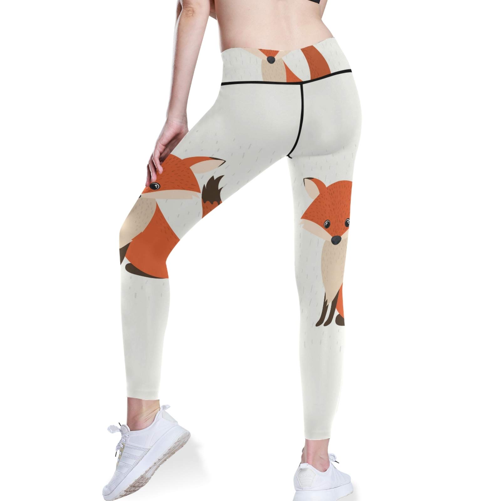 Orange Foxes Print High Waist Yoga Pants for Women - Tummy Control Workout Leggings with Hidden Pockets - Stretchy Athletic Tights for Running, Gym & Lounge (Medium) - Perfect for Yoga, Pilates & Casual Wear