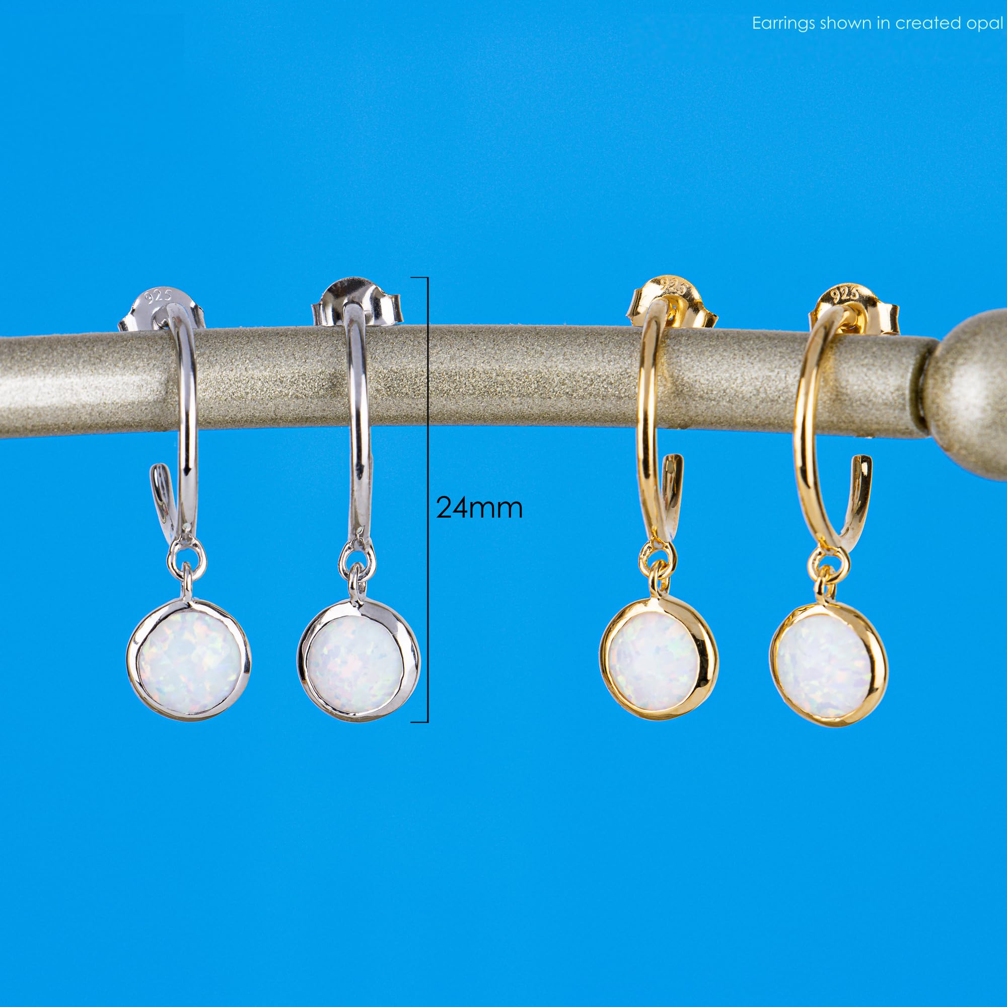 925 Sterling Silver Citrine Hoop Earrings for Women - Dangling Open Hoop with Bezel Set Round Citrine Gemstone, November Birthstone Jewelry | Perfect for Gifts, Parties & Everyday Wear