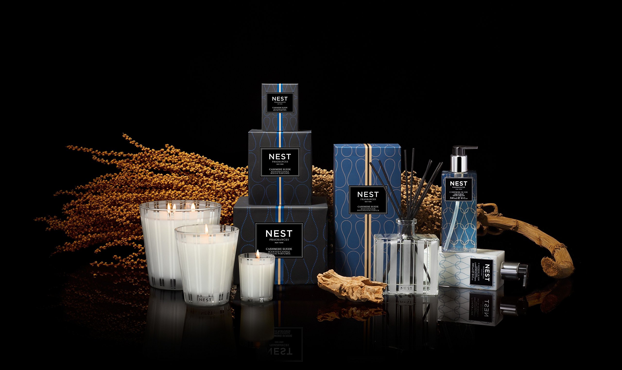 NEST Fragrances Cashmere Suede Reed Diffuser - 5.9 fl oz Home Scent Diffuser for Living Room, Bedroom & Office Aromatherapy