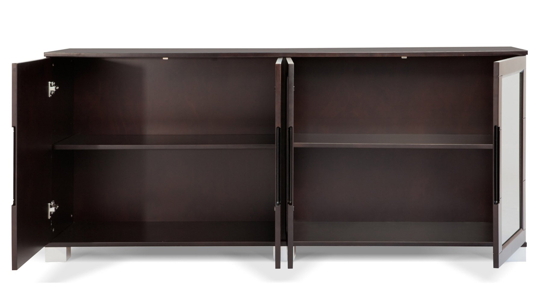 Zuri Furniture Hayes Modern Cabinet - Dark Oak with Glass Doors for Living Room, Dining Room & Office Storage | Stylish & Functional Home Decor