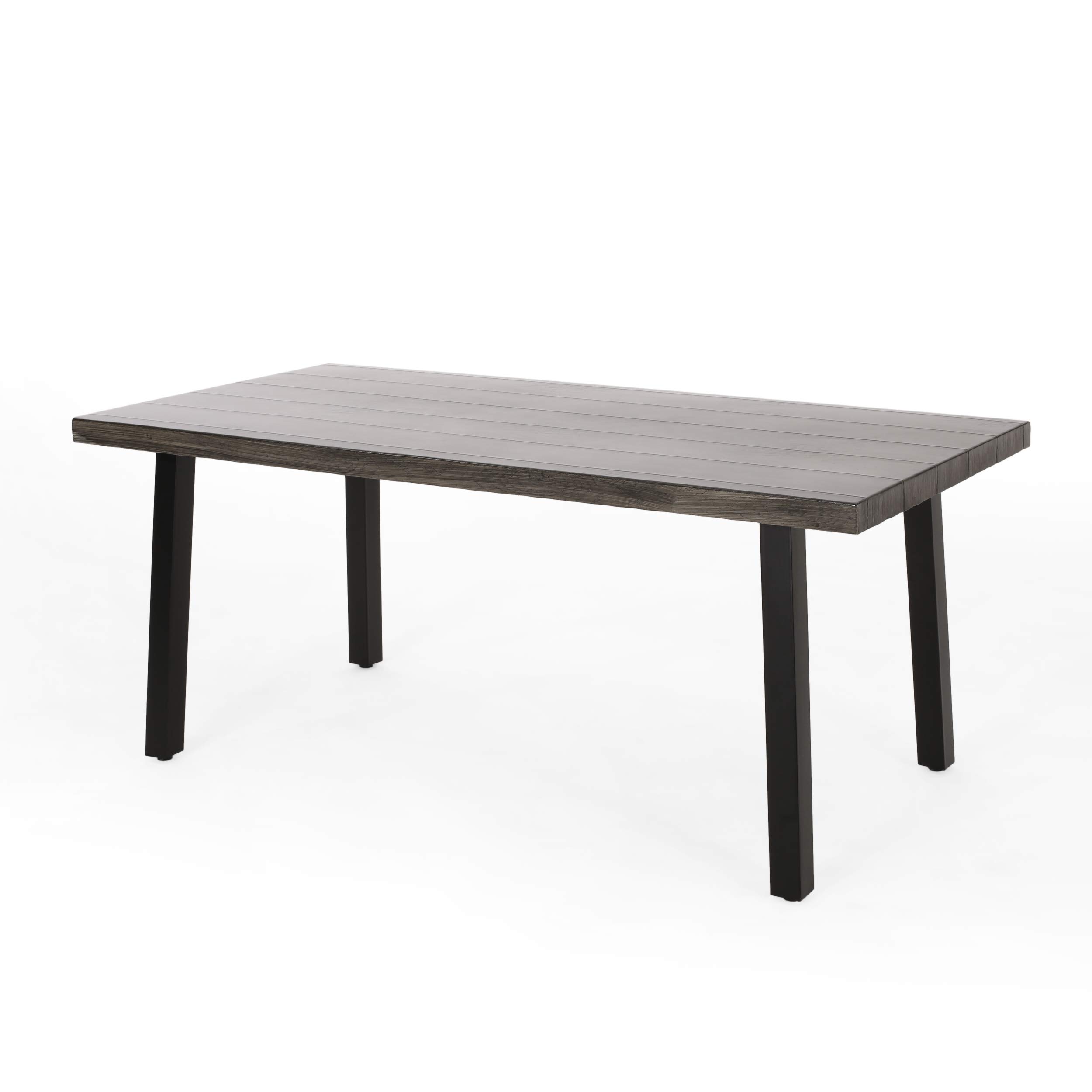 Christopher Knight Home Marcus Outdoor Modern Industrial Aluminum Dining Table - Gray & Matte Black - Perfect for Patio, Garden, and Backyard Dining