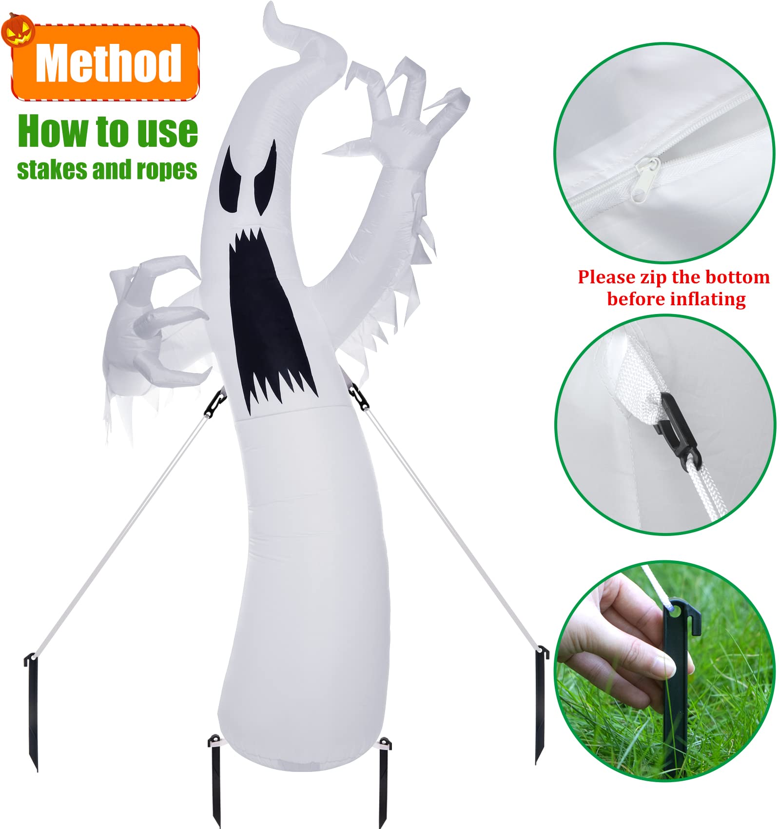 TOLOCO 12 FT Halloween Inflatable Outdoor Decoration with LED Lights - Spooky Yard Decor for Halloween Party, Haunted House, and Trick or Treating